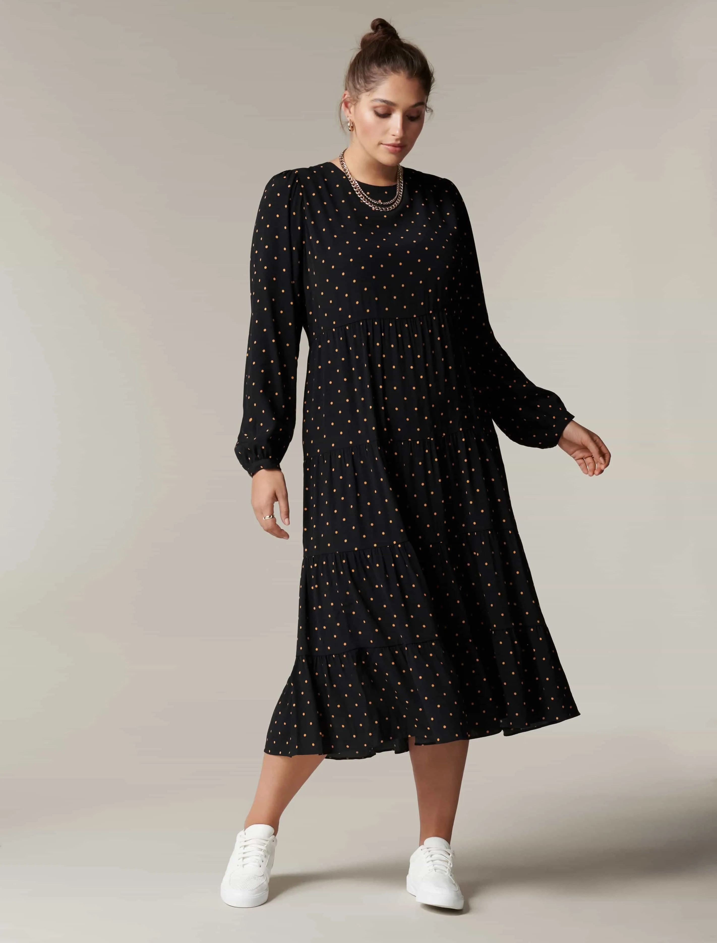 Betty Curve Long Sleeve Smock Dress