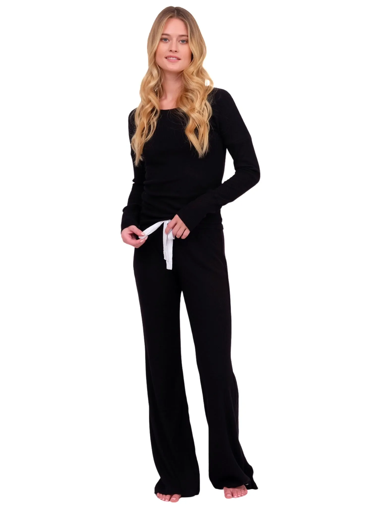 Black Ribbed Lounge Pant