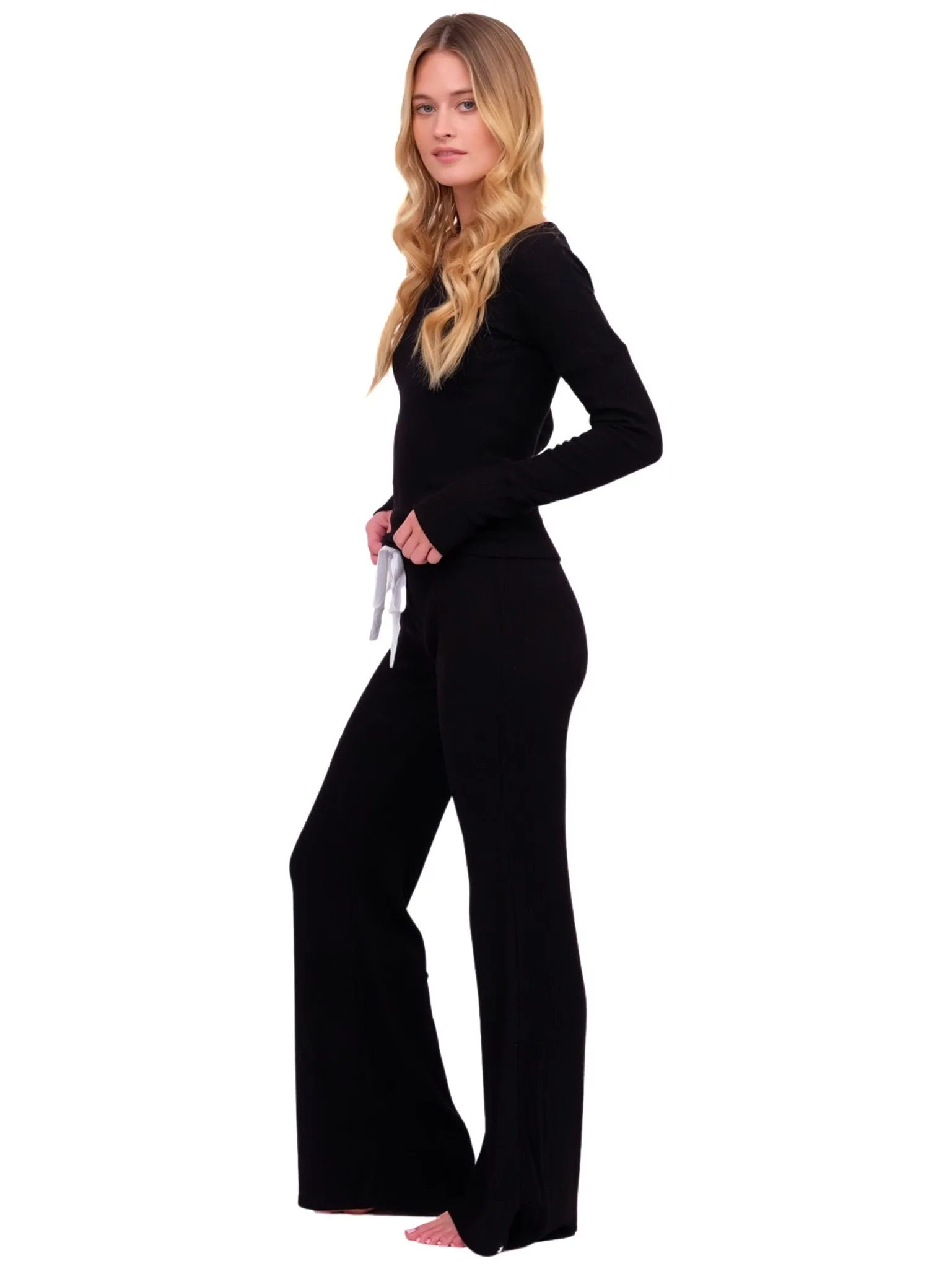 Black Ribbed Lounge Pant