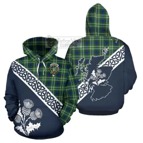 Blackadder Tartan Hoodie Featuring Thistle and Scotland Map