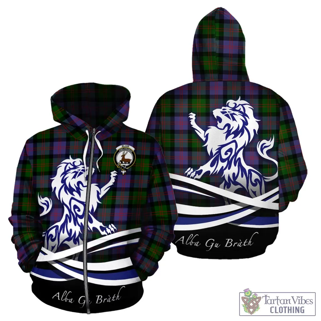 Blair Modern Tartan Hoodie with Alba Gu Brath Regal Lion Emblem