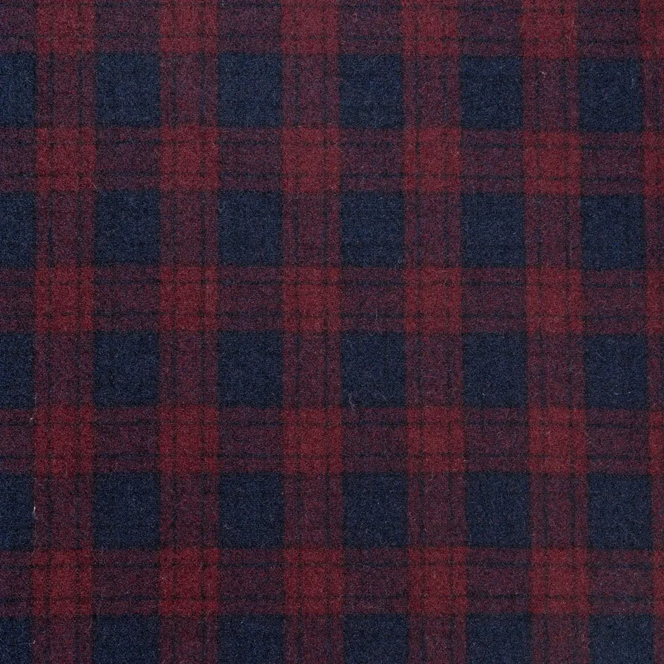 Blue & Red Double Faced Printed Checkered Wool