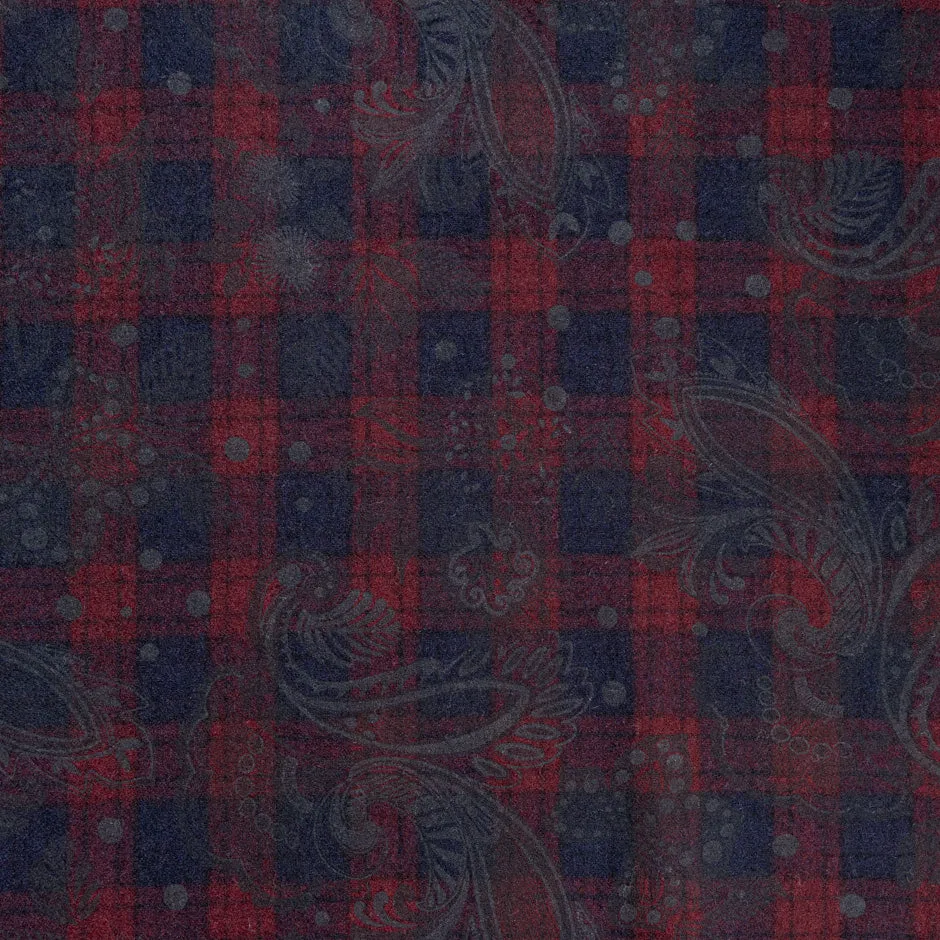 Blue & Red Double Faced Printed Checkered Wool