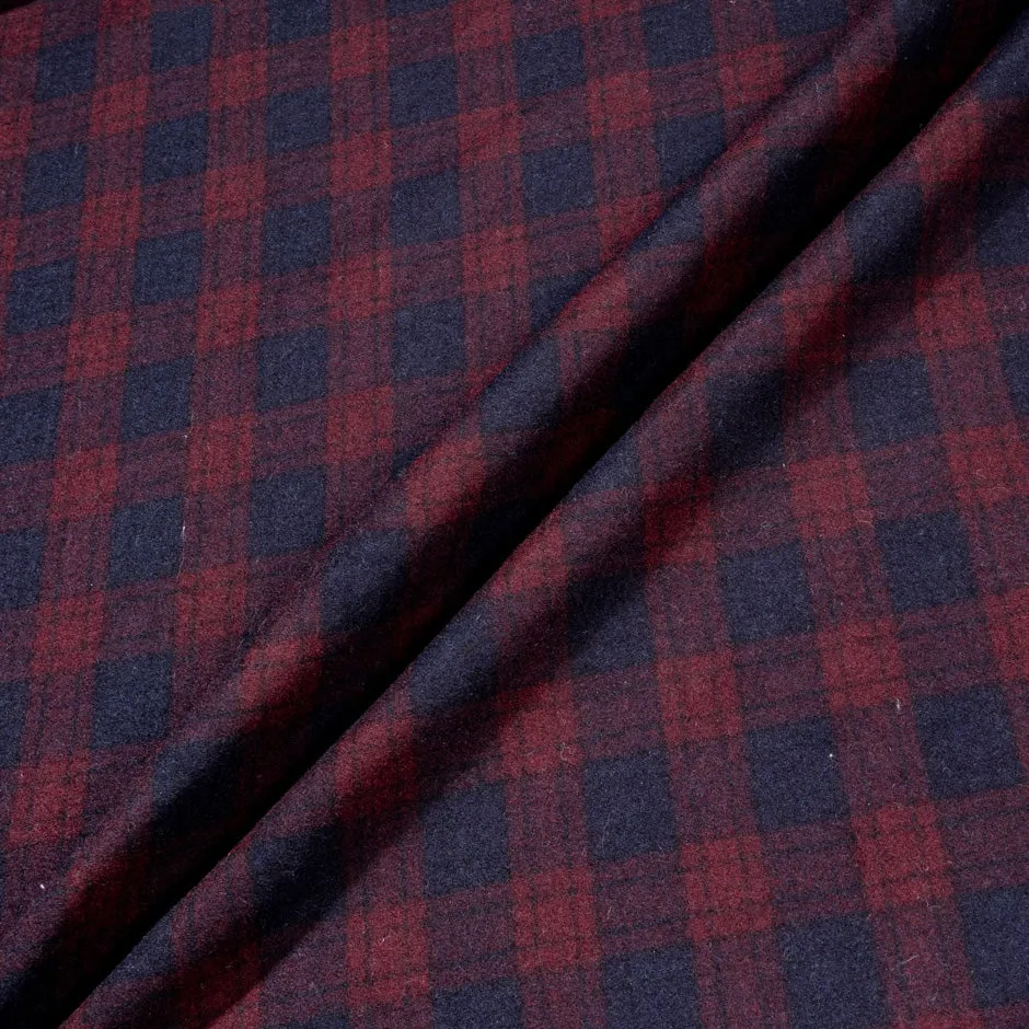 Blue & Red Double Faced Printed Checkered Wool