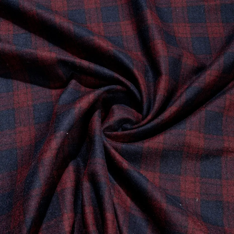 Blue & Red Double Faced Printed Checkered Wool