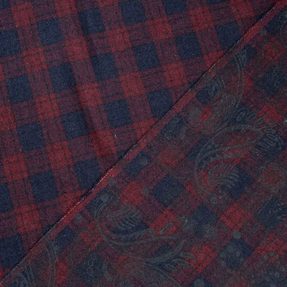 Blue & Red Double Faced Printed Checkered Wool