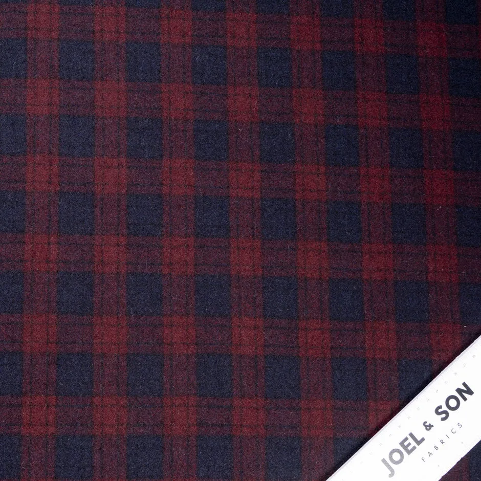 Blue & Red Double Faced Printed Checkered Wool