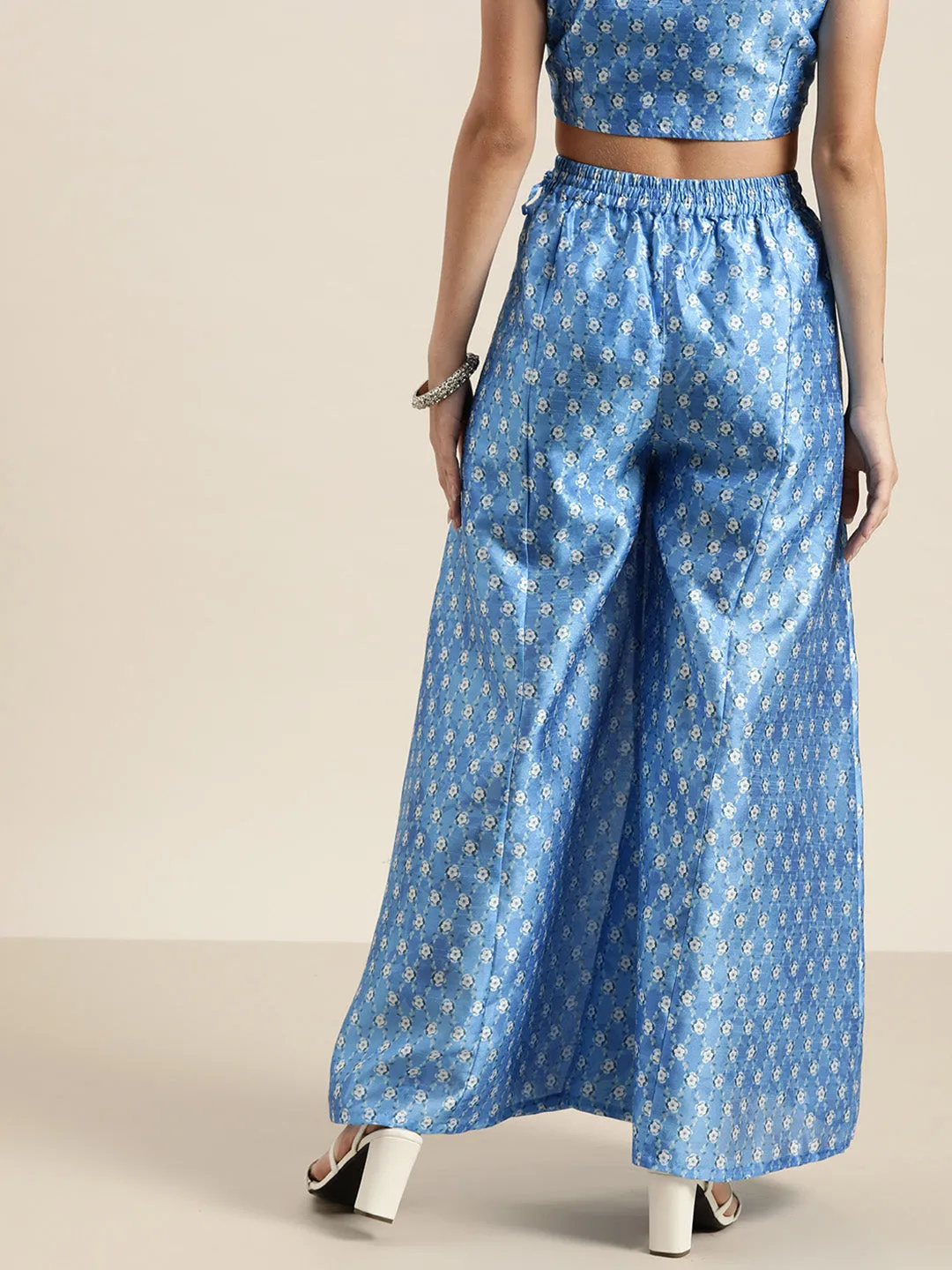 Blue Geo Floral Kali Palazzo Pants