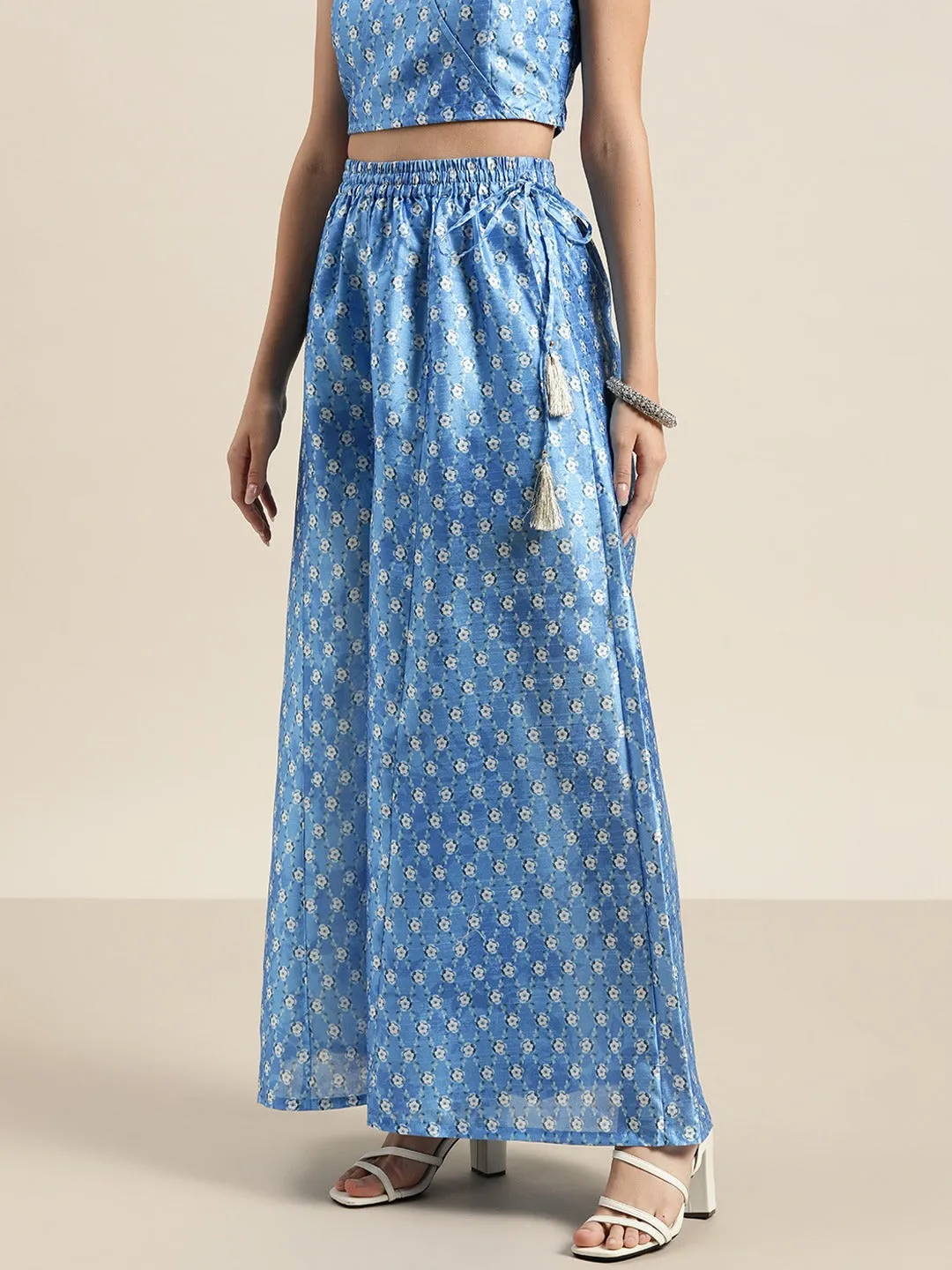 Blue Geo Floral Kali Palazzo Pants