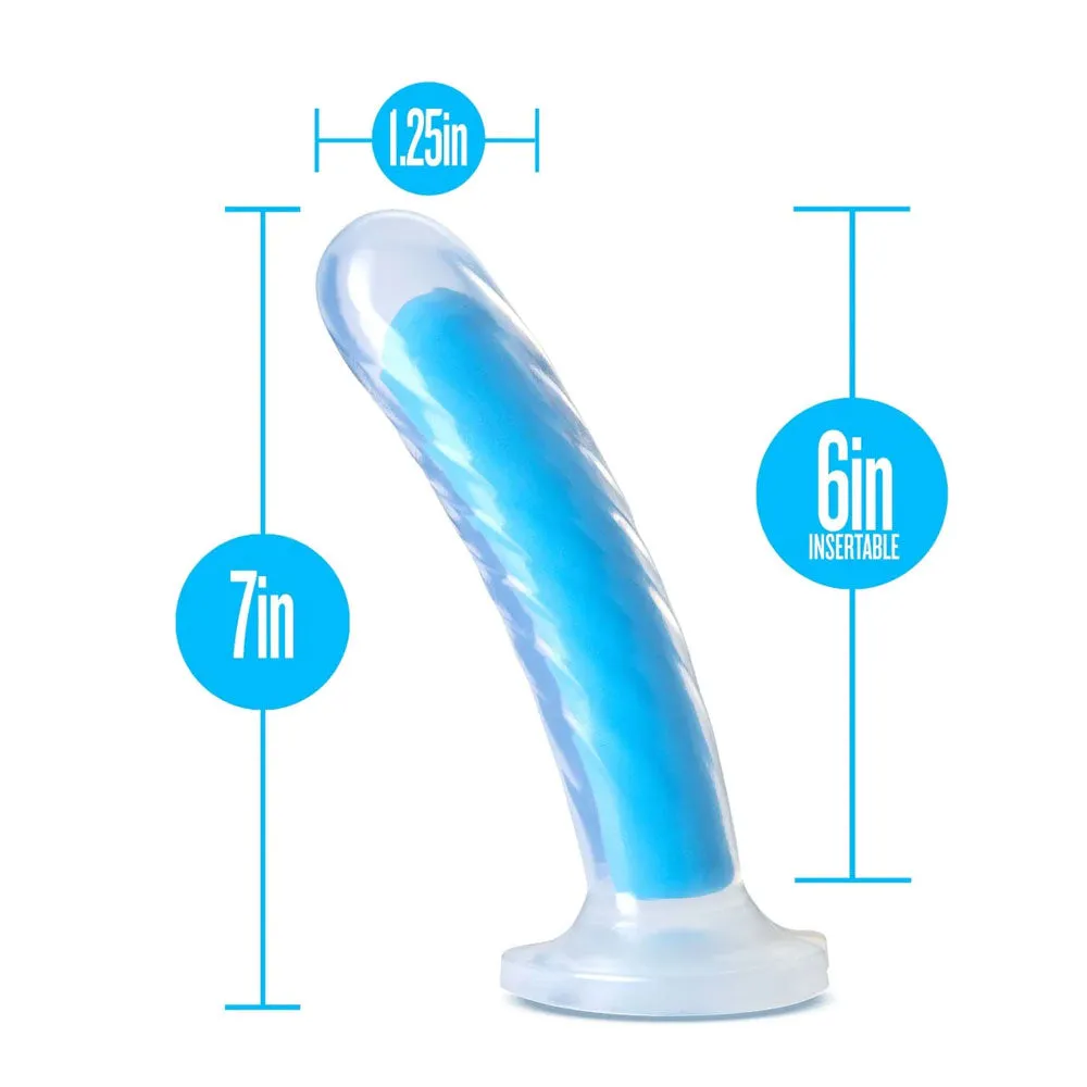 Blush Neo Elite Tao 7 Inch Dildo Glow In The Dark Neon Blue