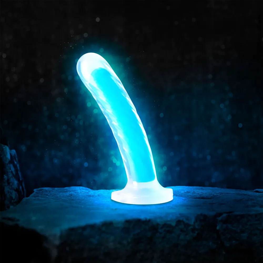 Blush Neo Elite Tao 7 Inch Dildo Glow In The Dark Neon Blue