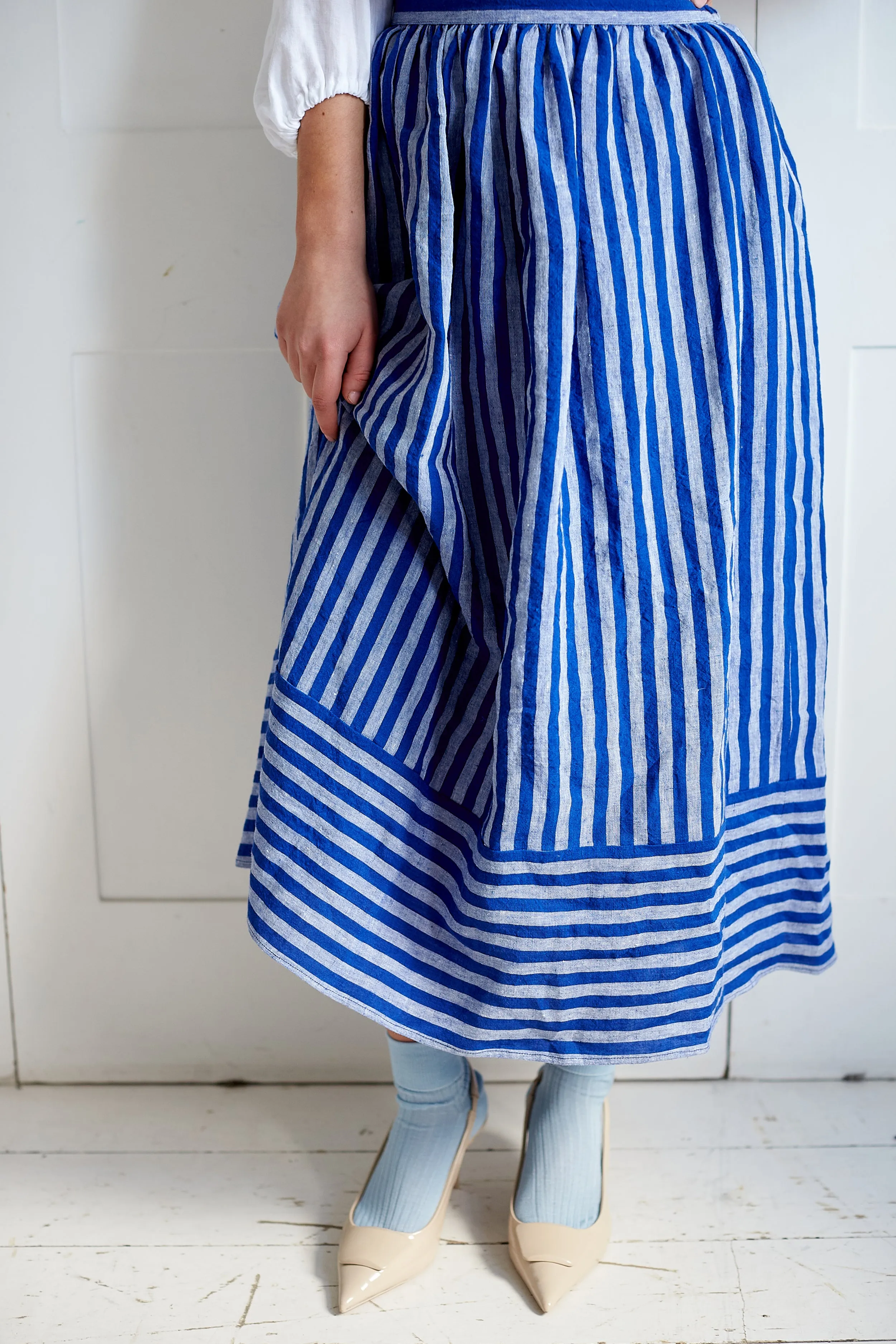 Bobbie Skirt in Striped Irish Linen