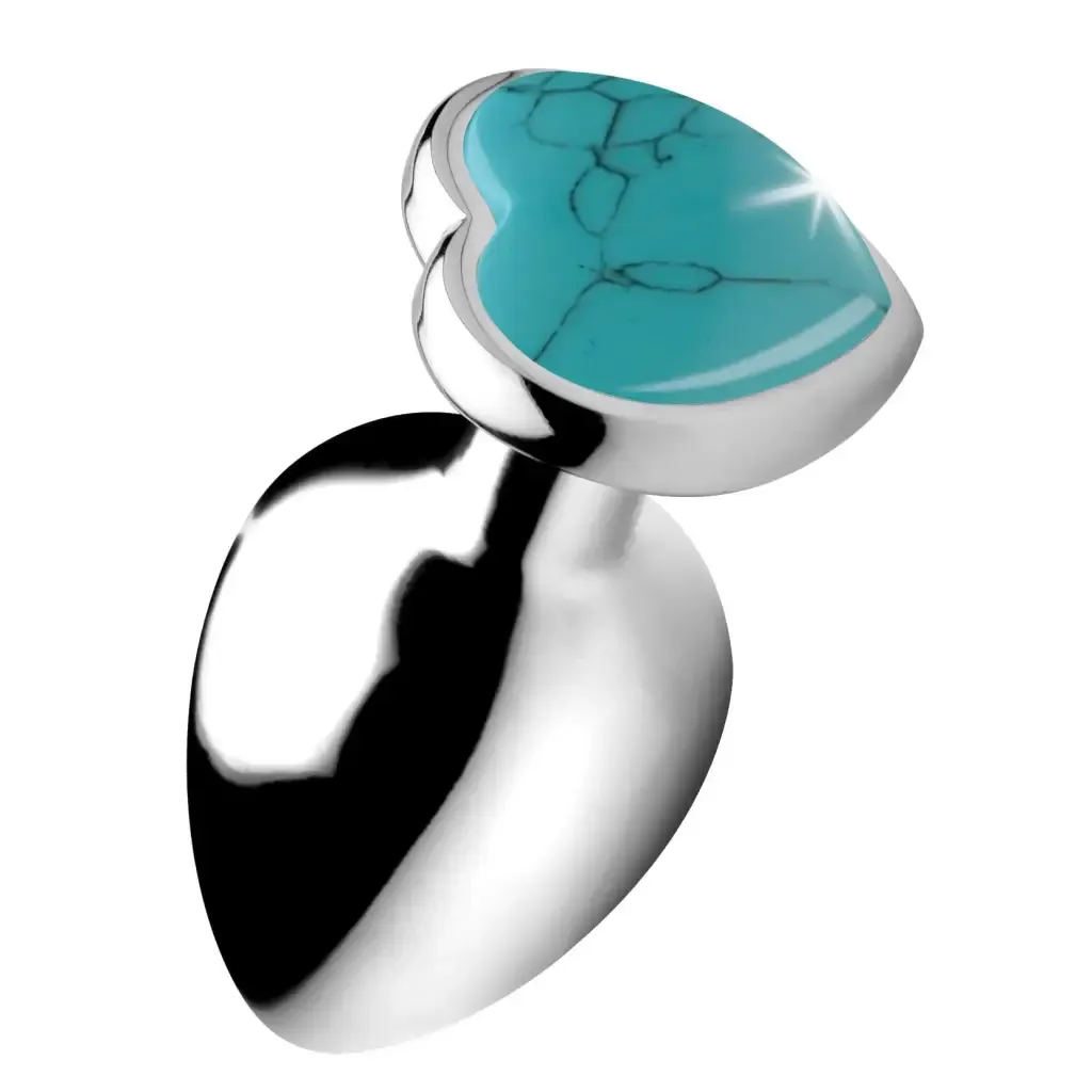 Booty Sparks Authentic Turquoise Gemstone Heart Anal Plug