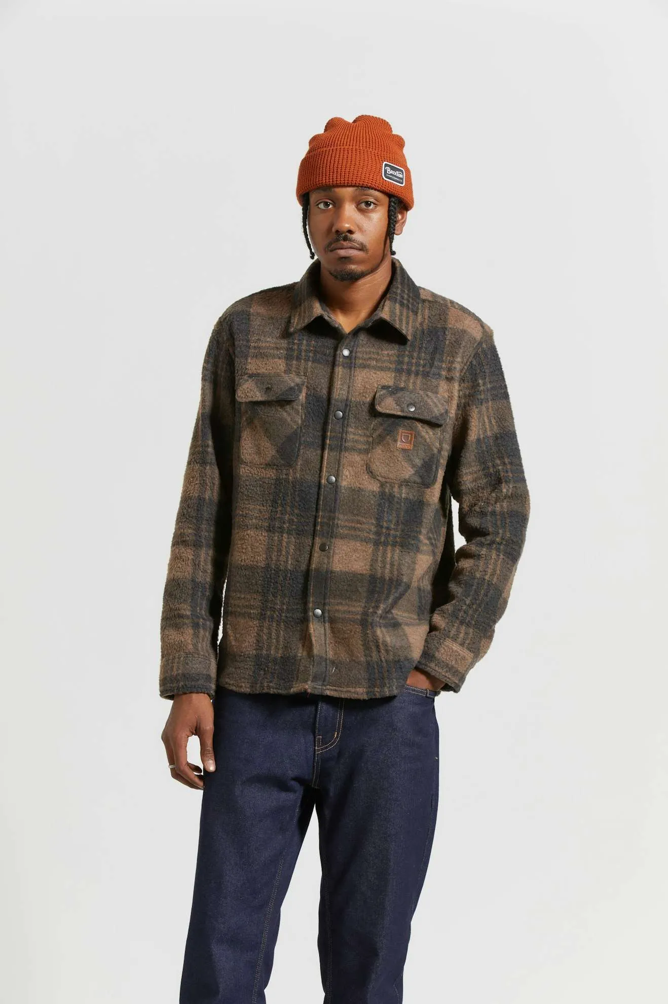 Bowery Arctic Stretch L/S Fleece - Burro Brown/Black Plaid