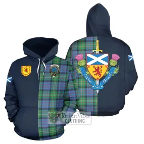 Bowie Ancient Tartan Hoodie Alba with Scottish Lion Royal Arm Half Style