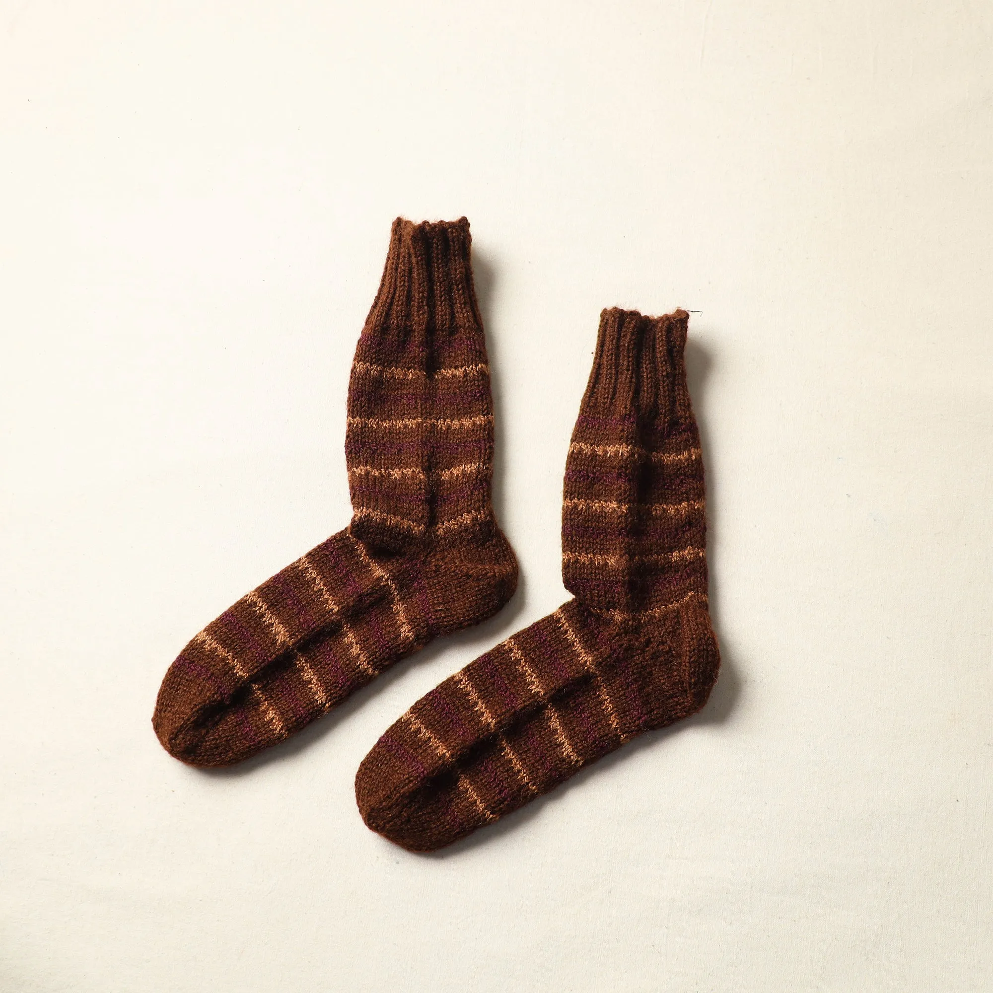 Brown - Kumaun Hand Knitted Woolen Socks (Adult) 67