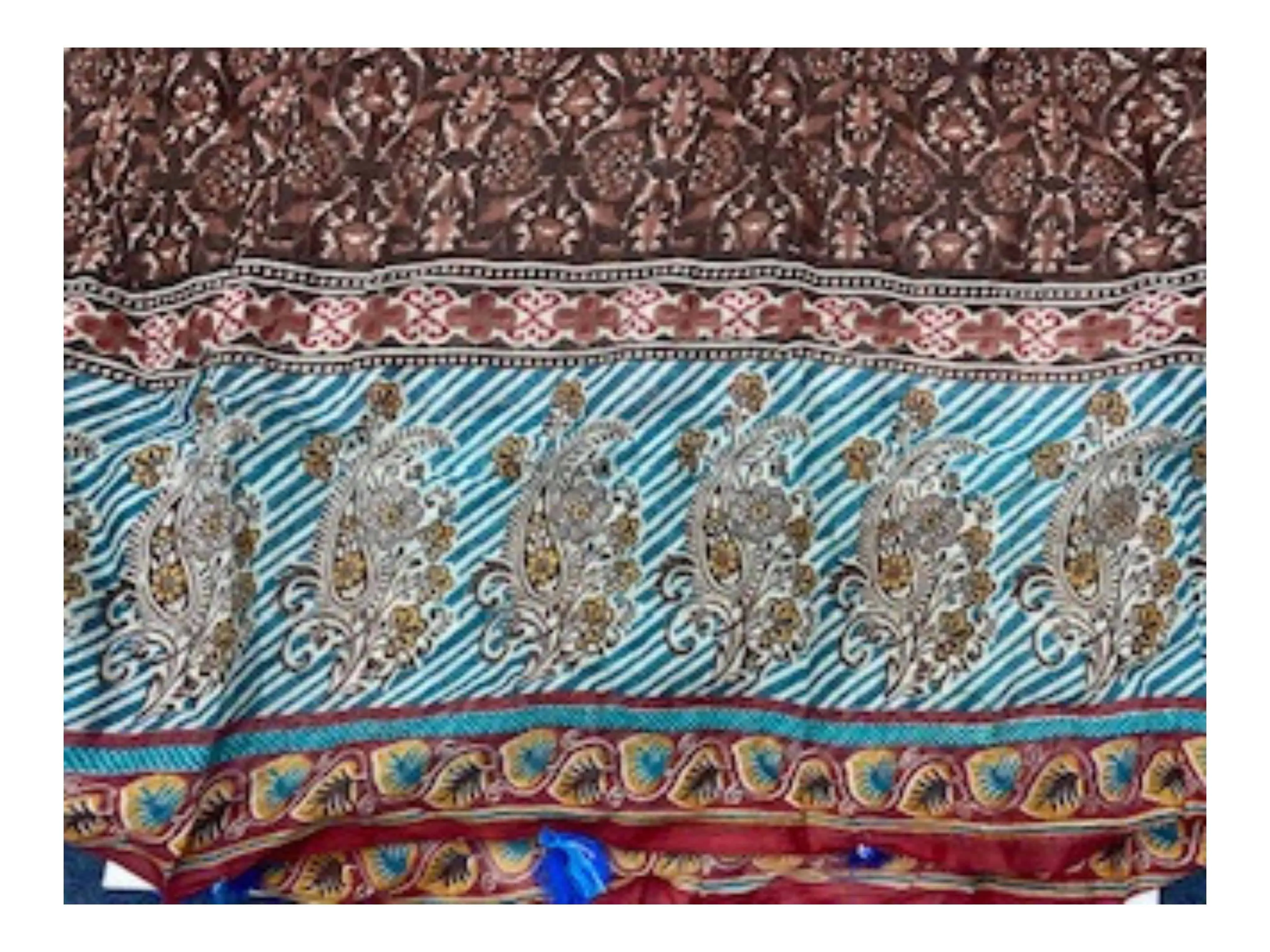 Brown / Paisley Border  -  Ethnic Square Scarf