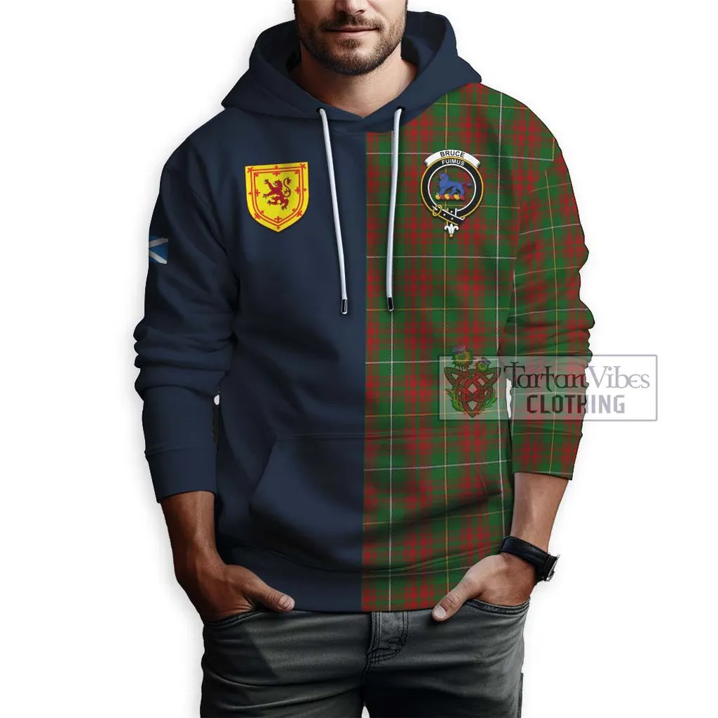 Bruce Hunting Tartan Hoodie Alba with Scottish Lion Royal Arm Half Style