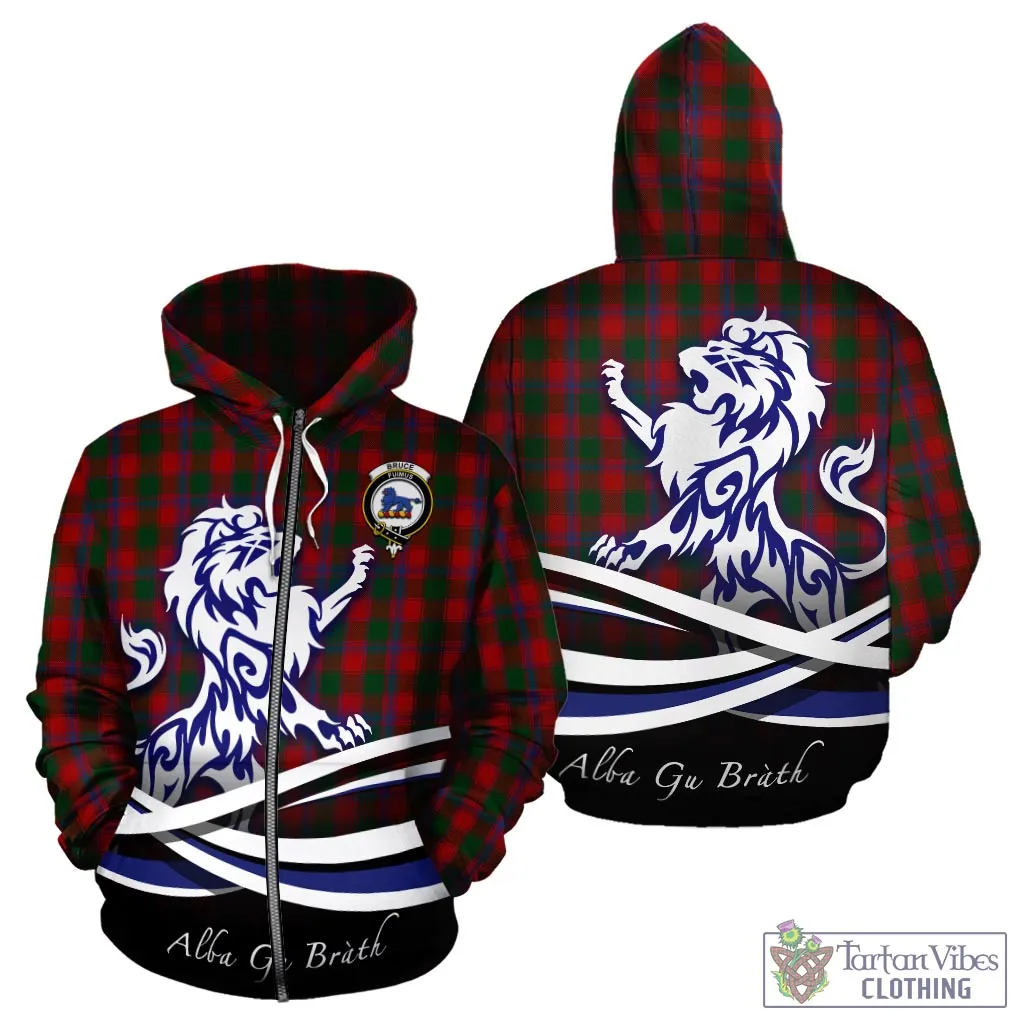 Bruce Old Tartan Hoodie with Alba Gu Brath Regal Lion Emblem