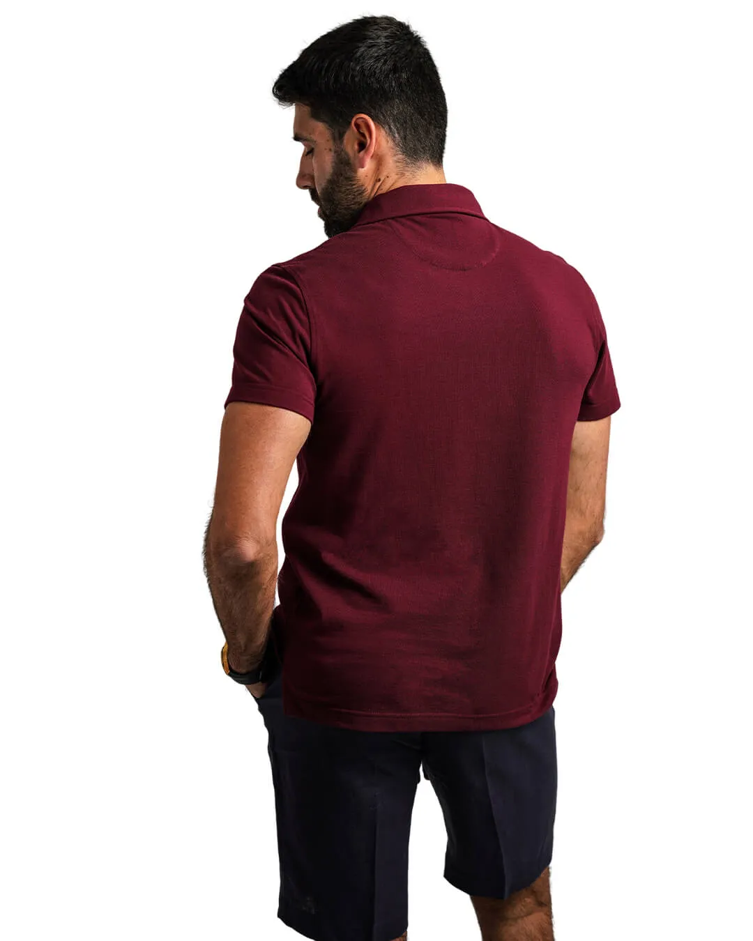 Burgundy Pique Polo Shirt