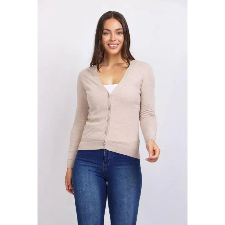 Button Thru Vneck Cardi - Raw