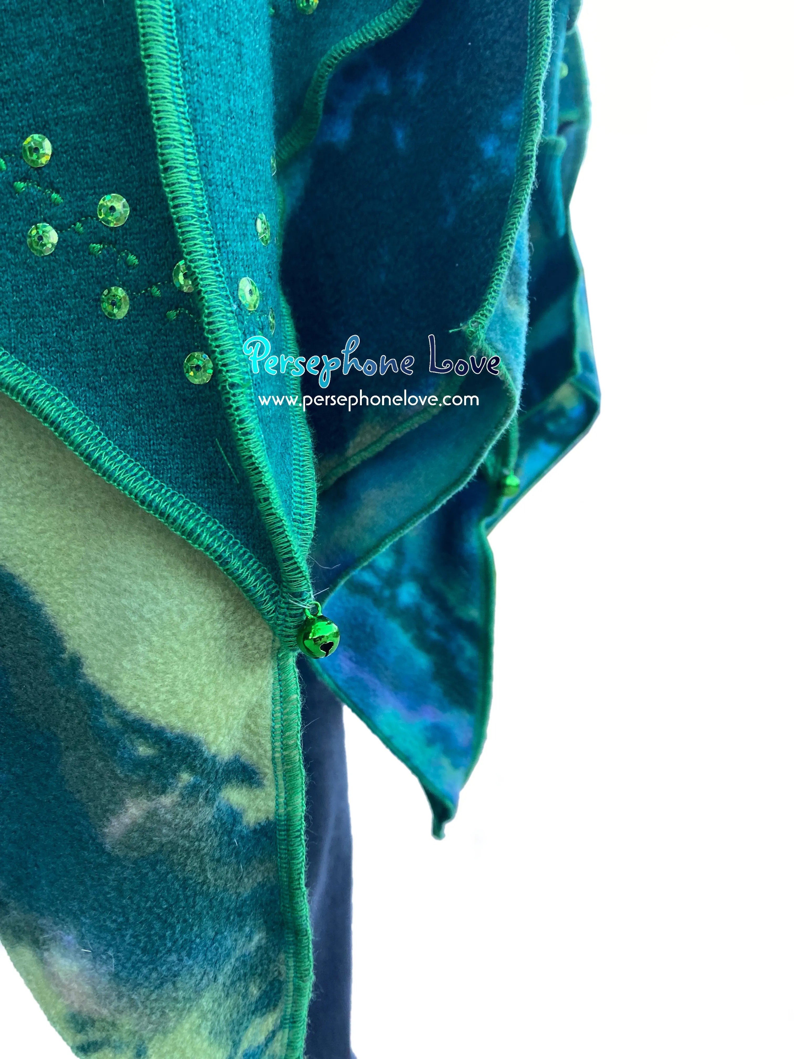 “Callirus” Green pixie felted cashmere/wool/fleece Katwise-inspired sequin sweatercoat-2569