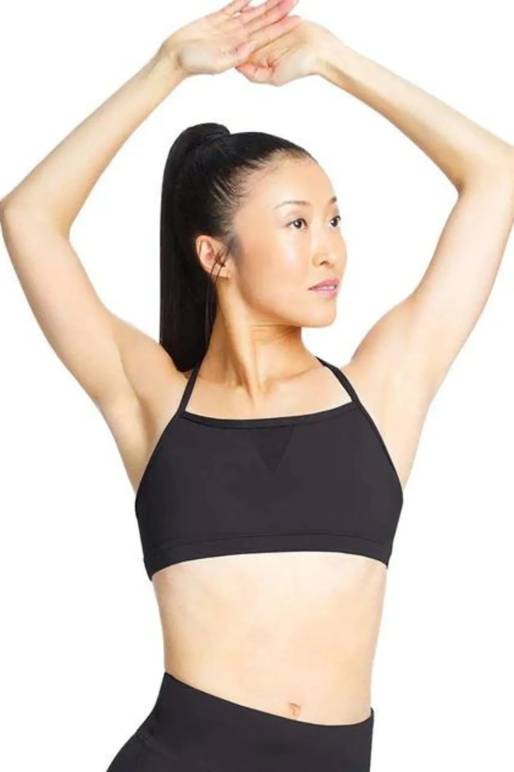 CAPEZIO WOMEN TECH TANK BRA TOP WITH TRIANGULAR MESH DETAIL