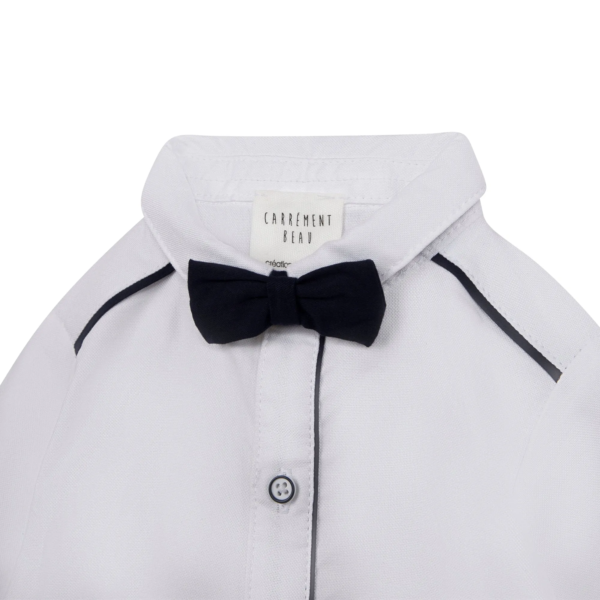 Carrement Beau White Shirt and Navy Bow Tie