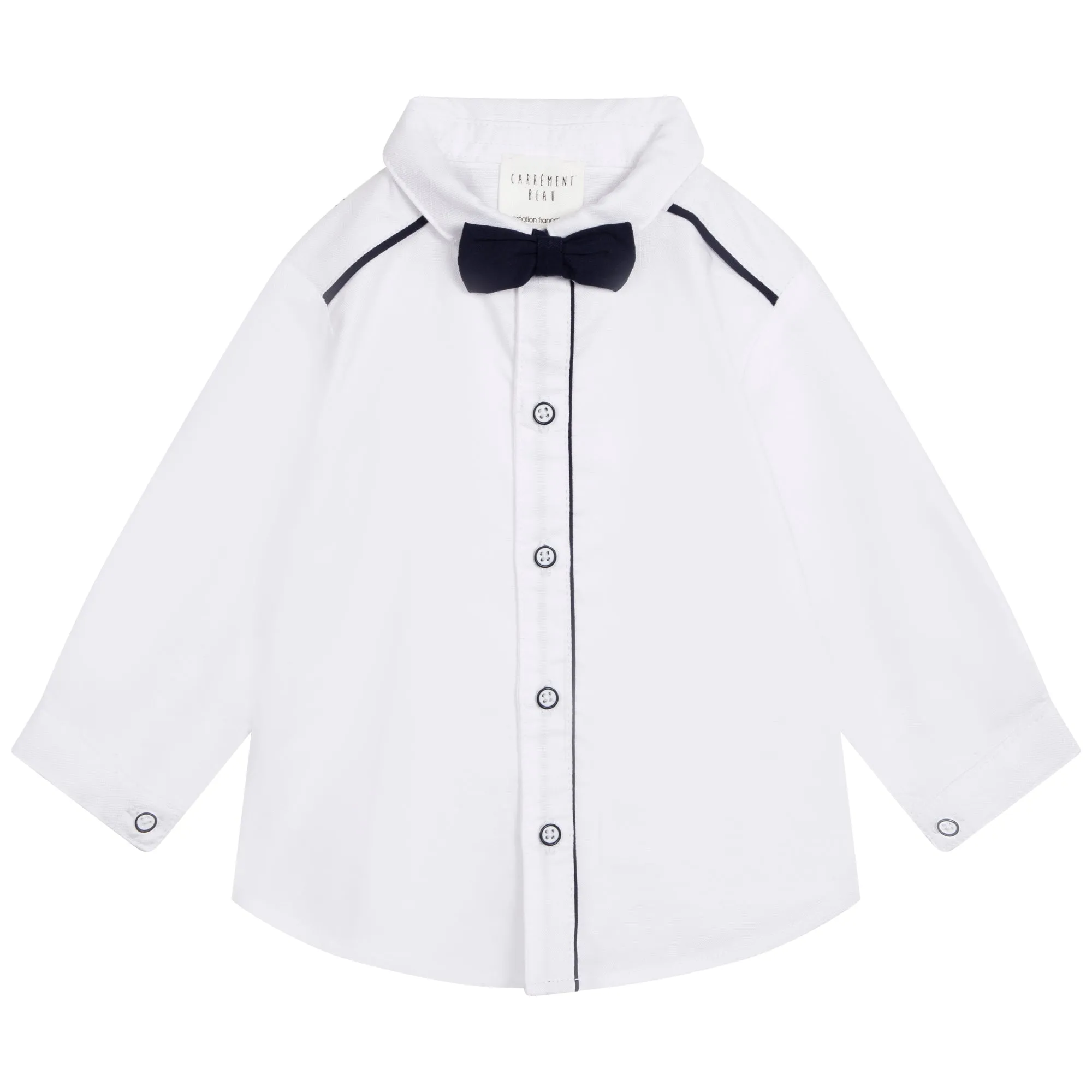 Carrement Beau White Shirt and Navy Bow Tie