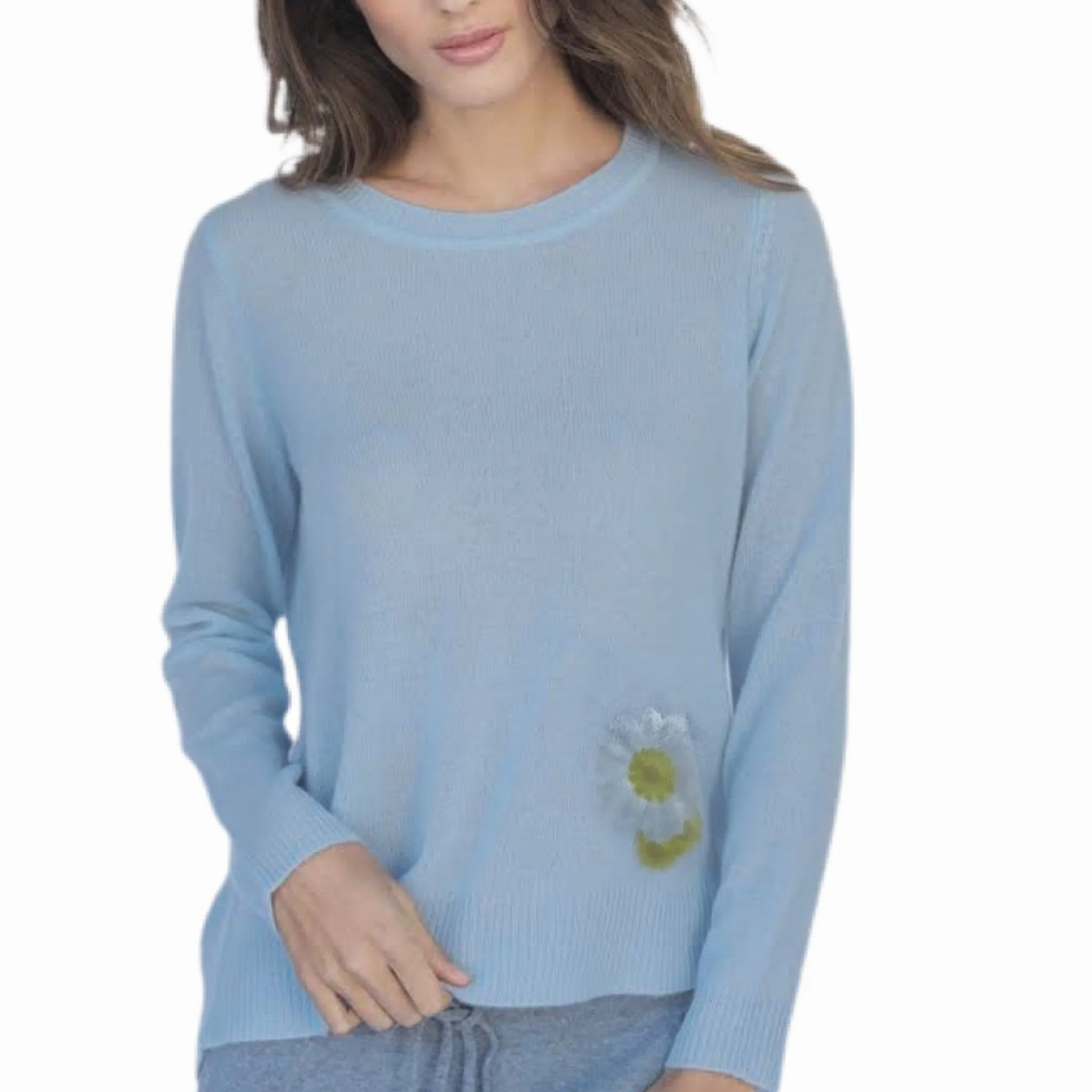 Cashmere Kendra Daisy Sweater - Sky Blue.