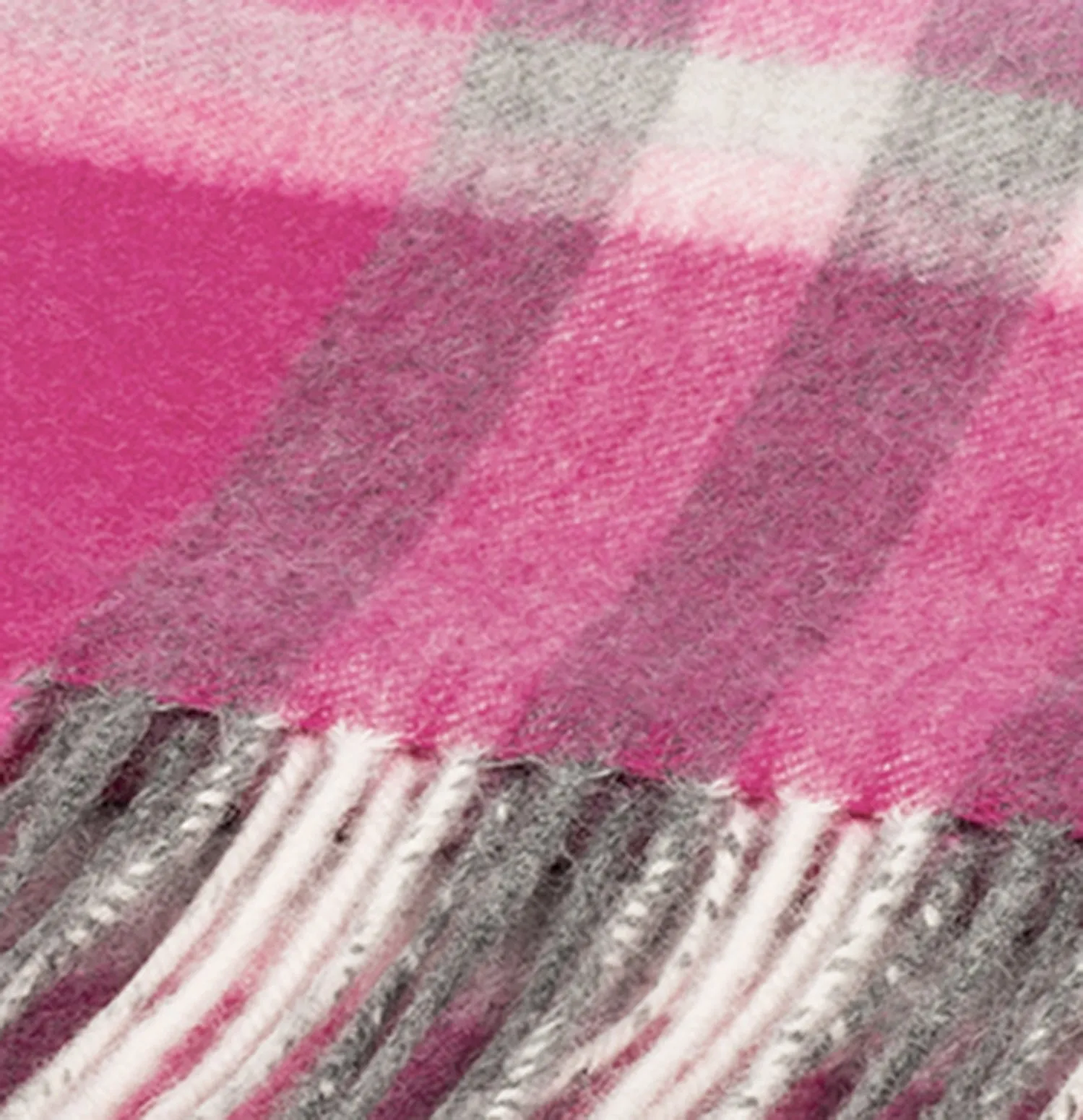 Chequer Tartan 90/10 Cashmere Scarf Bar  Fuchsia