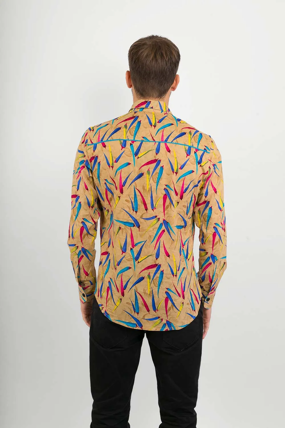 Chilli Print Cotton Slim-Fit Long-Sleeve Shirt