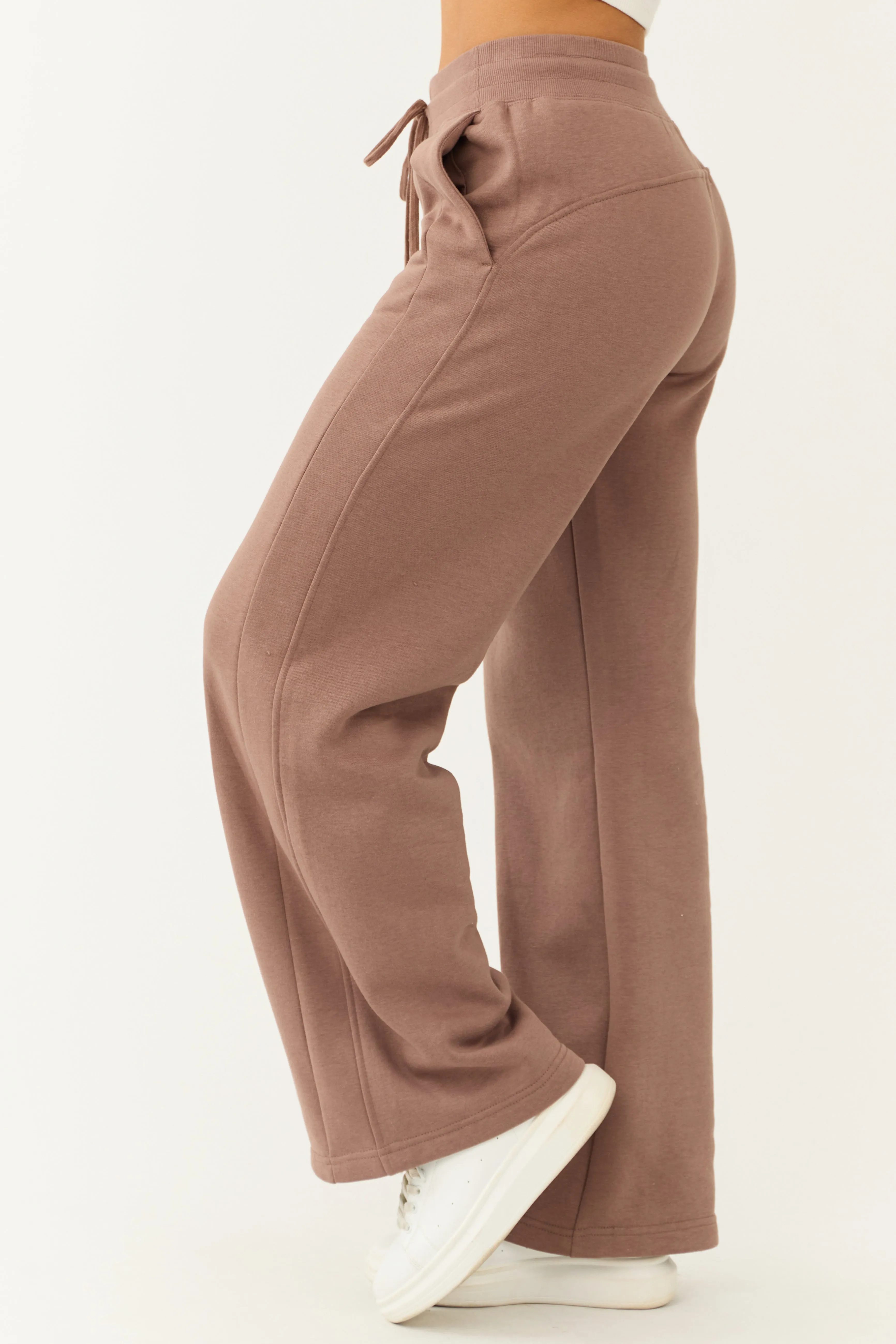 Coffee High Rise Wide Leg Sweatpants