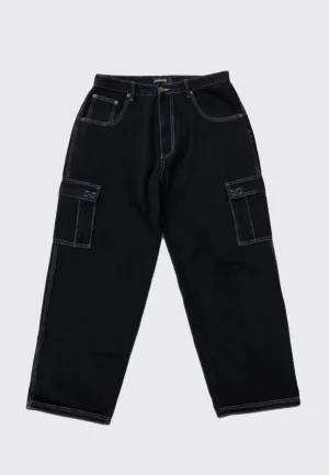 Contrast Stitch Cargo Jean - black