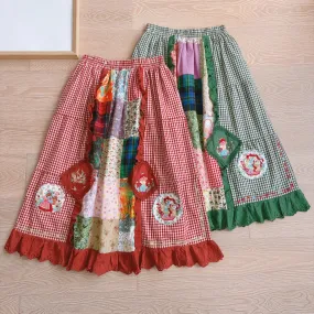 Cottagecore Patchwork Embroidery Skirt