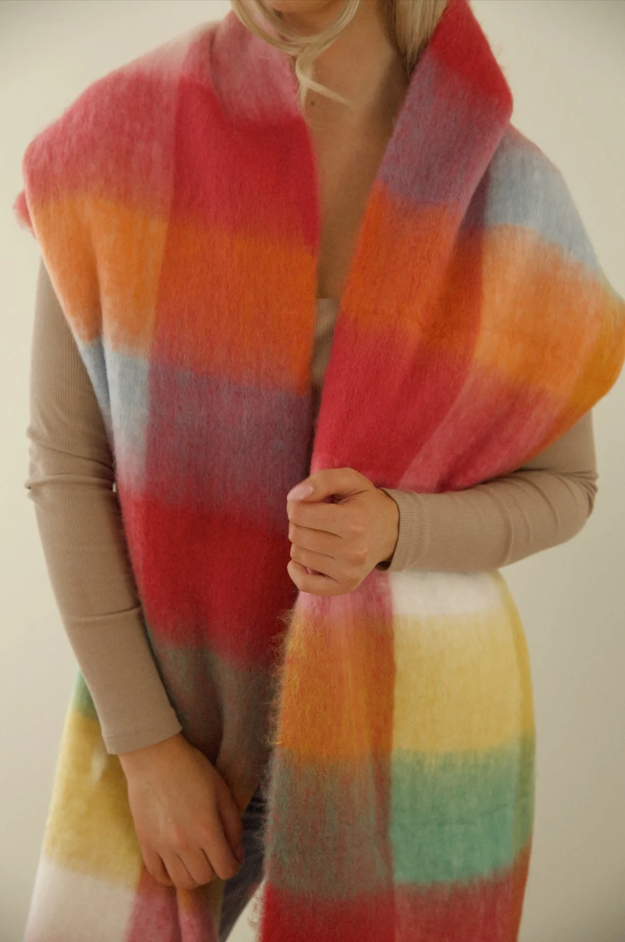 Cozy Feels Multicolor Fringe Scarf - Rainbow