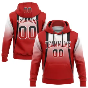 Custom Stitched White Black-Red Fade Fashion Line Sports Pullover Sweatshirt Hoodie