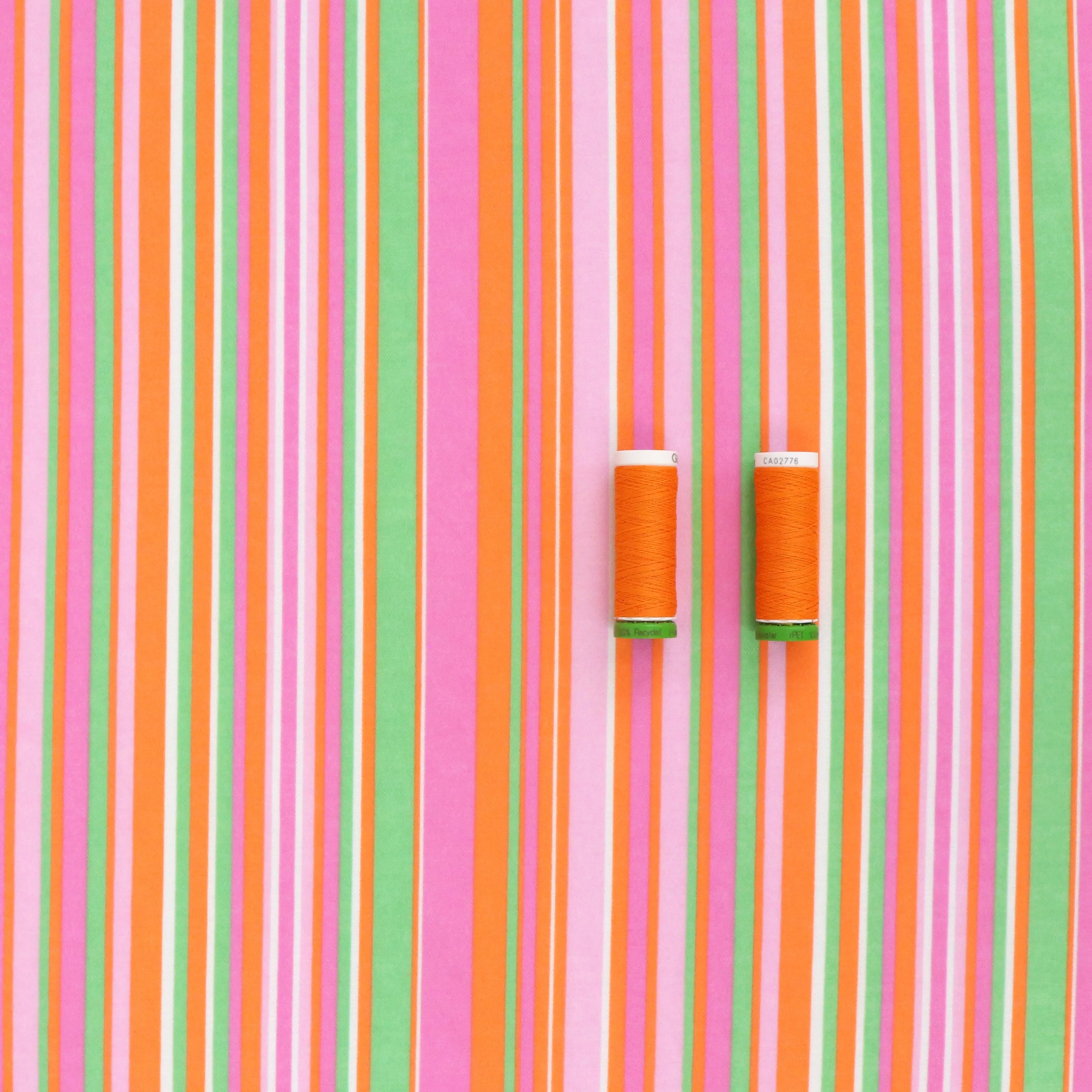 Deadstock Viscose Blend Pique - Stripes - Pink   Orange - SALE