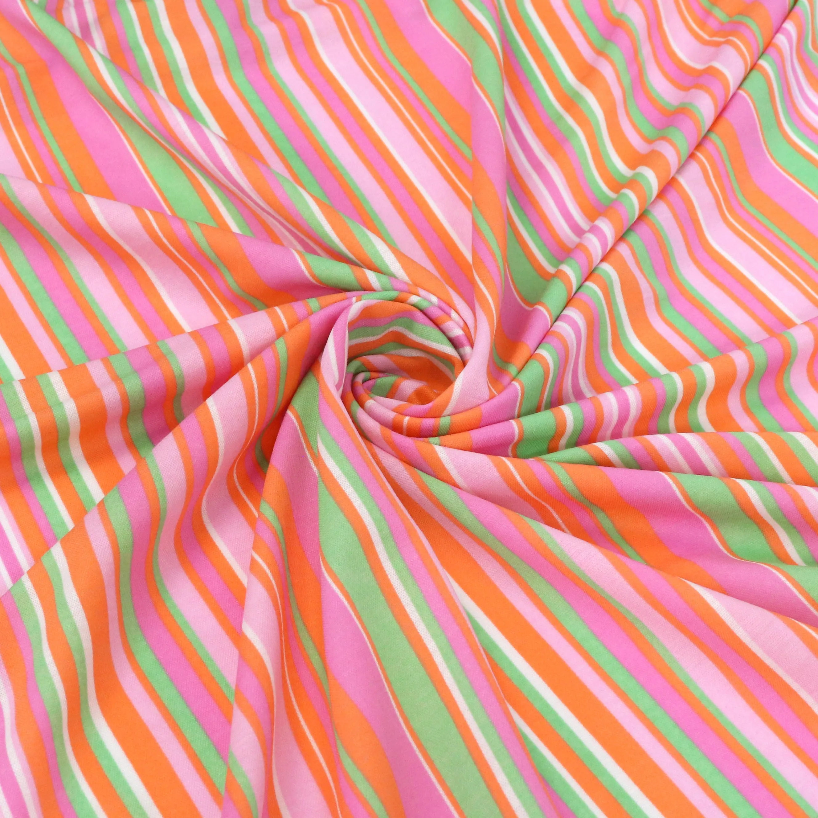 Deadstock Viscose Blend Pique - Stripes - Pink   Orange - SALE