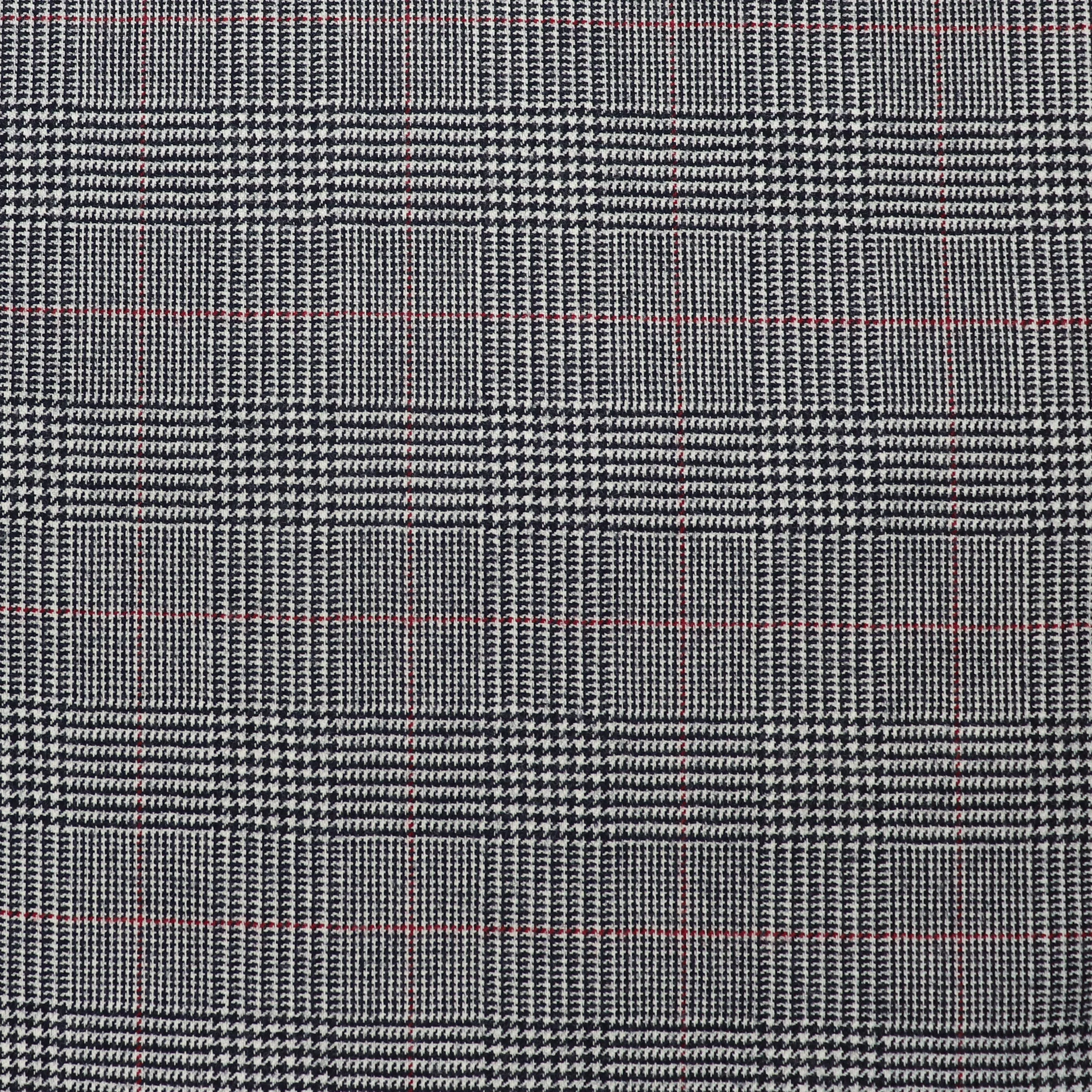 Deadstock Wool Suiting - Black   Red Check