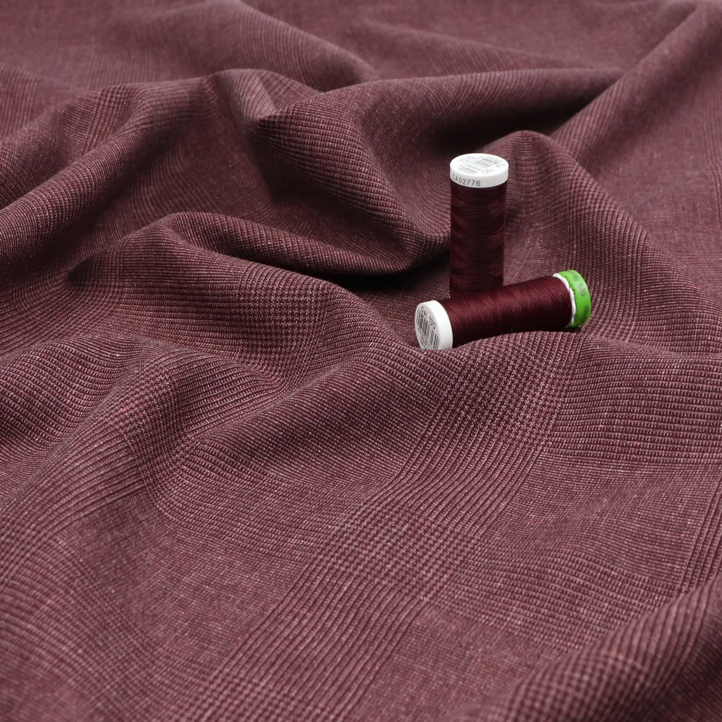 Deadstock Wool Suiting - Burgundy Check