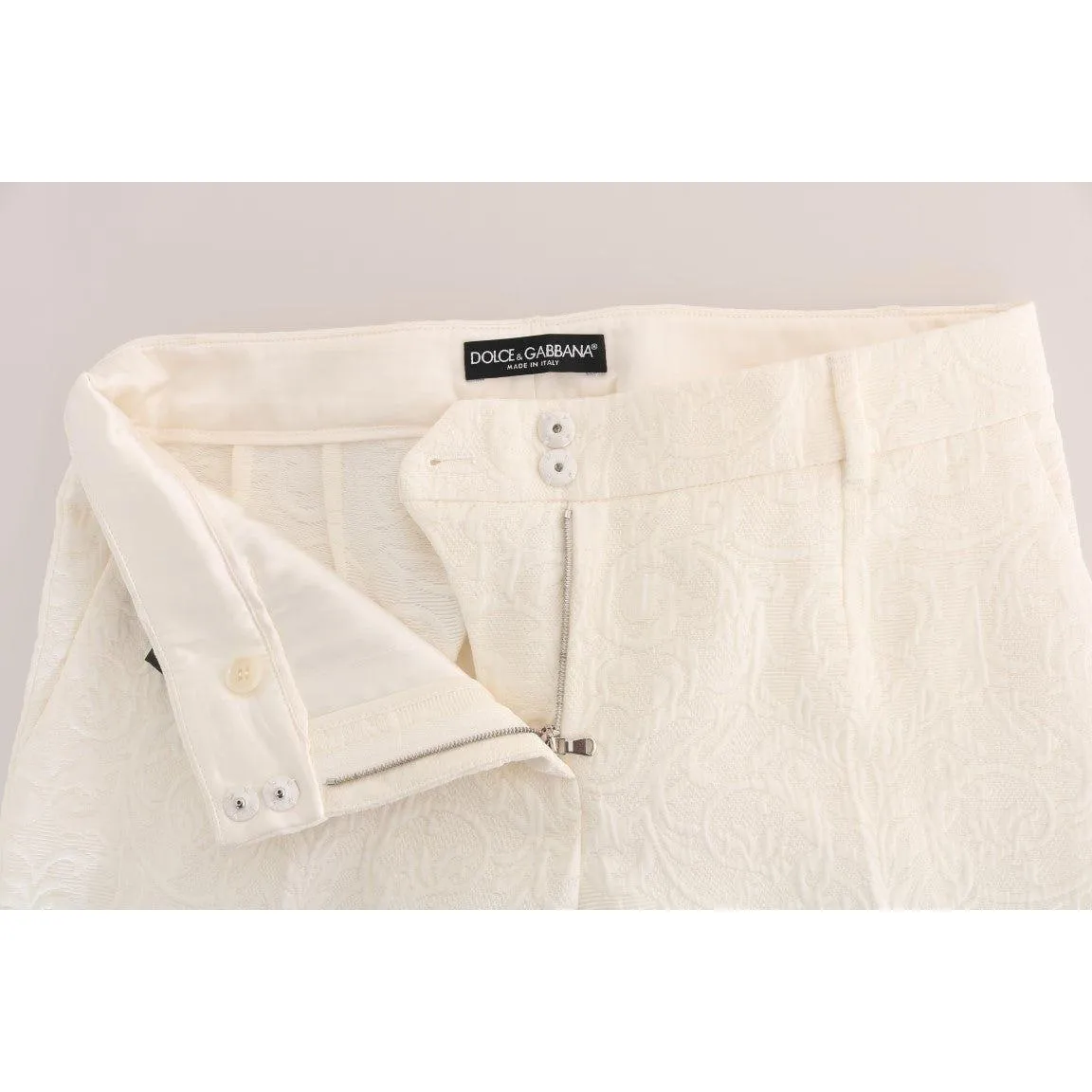 Dolce & Gabbana Elegant White Capri Pants - Cotton & Silk Blend