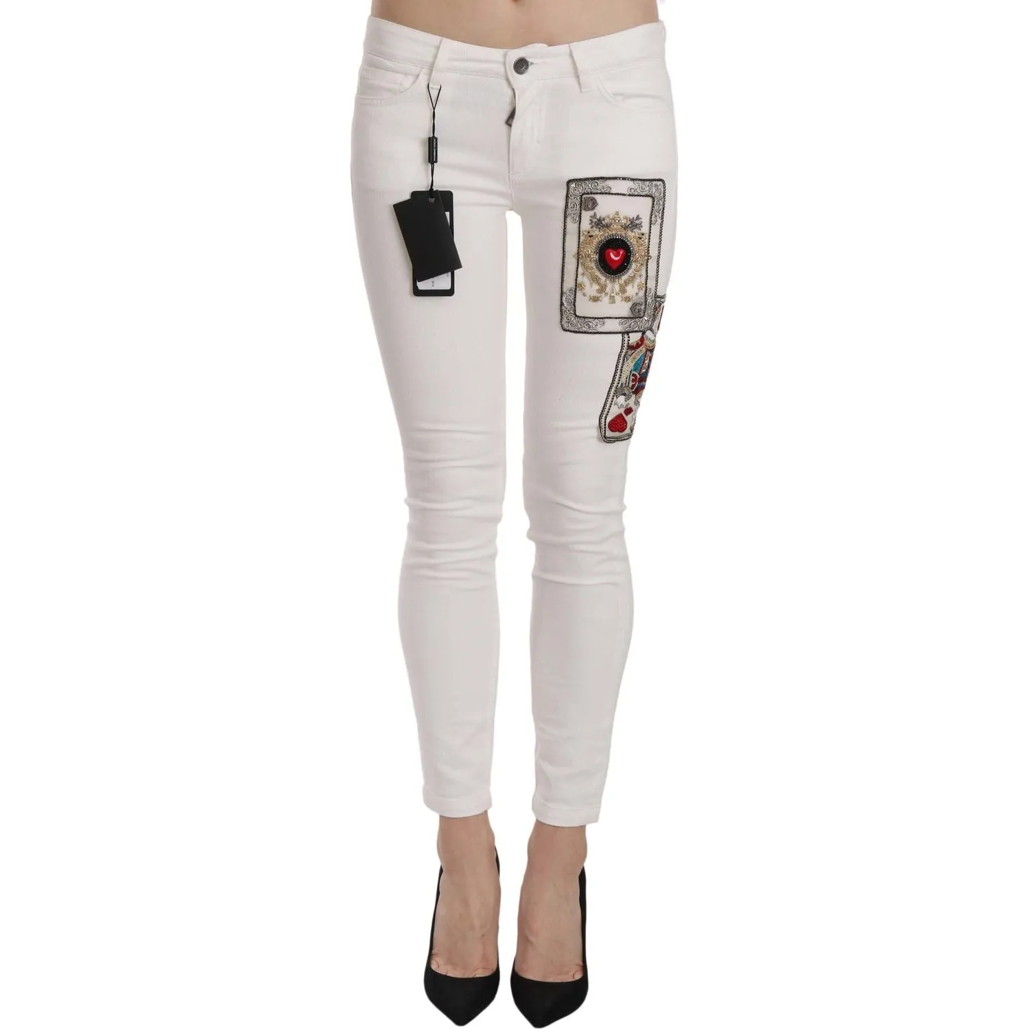 Dolce & Gabbana Queen Of Hearts Embellished Skinny Pants