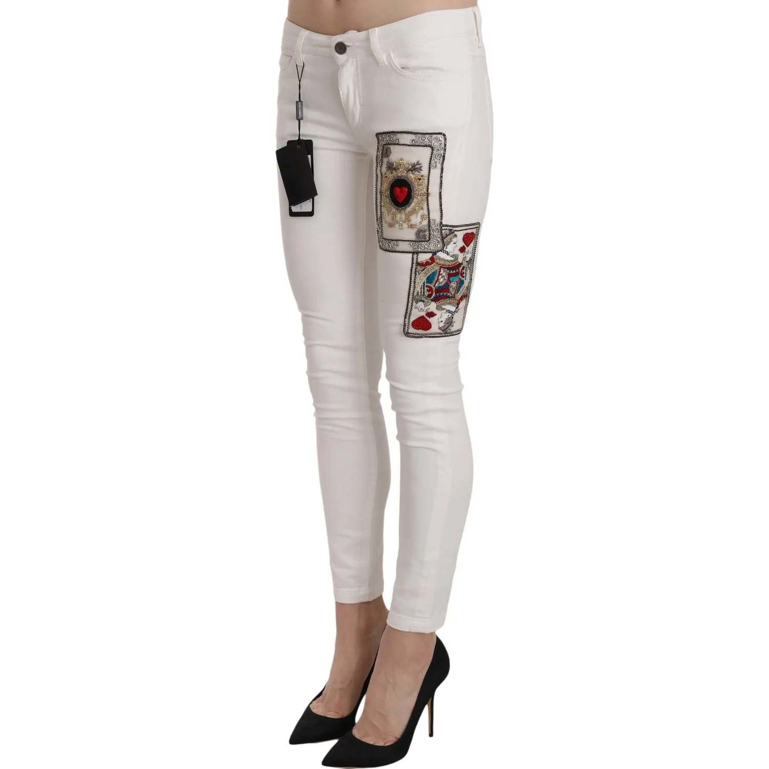 Dolce & Gabbana Queen Of Hearts Embellished Skinny Pants