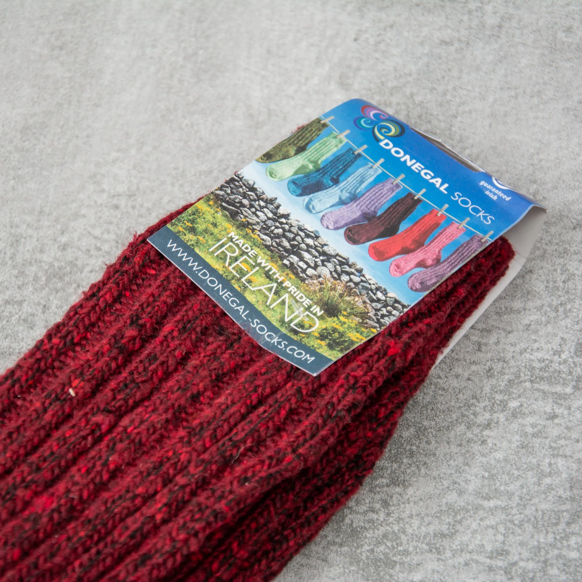 Donegal Socks in traditional Wool - Burgundy