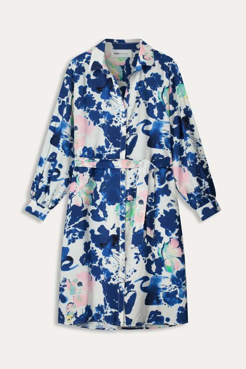 Dress SP7761 in Crane Birds Blue by POM Amsterdam