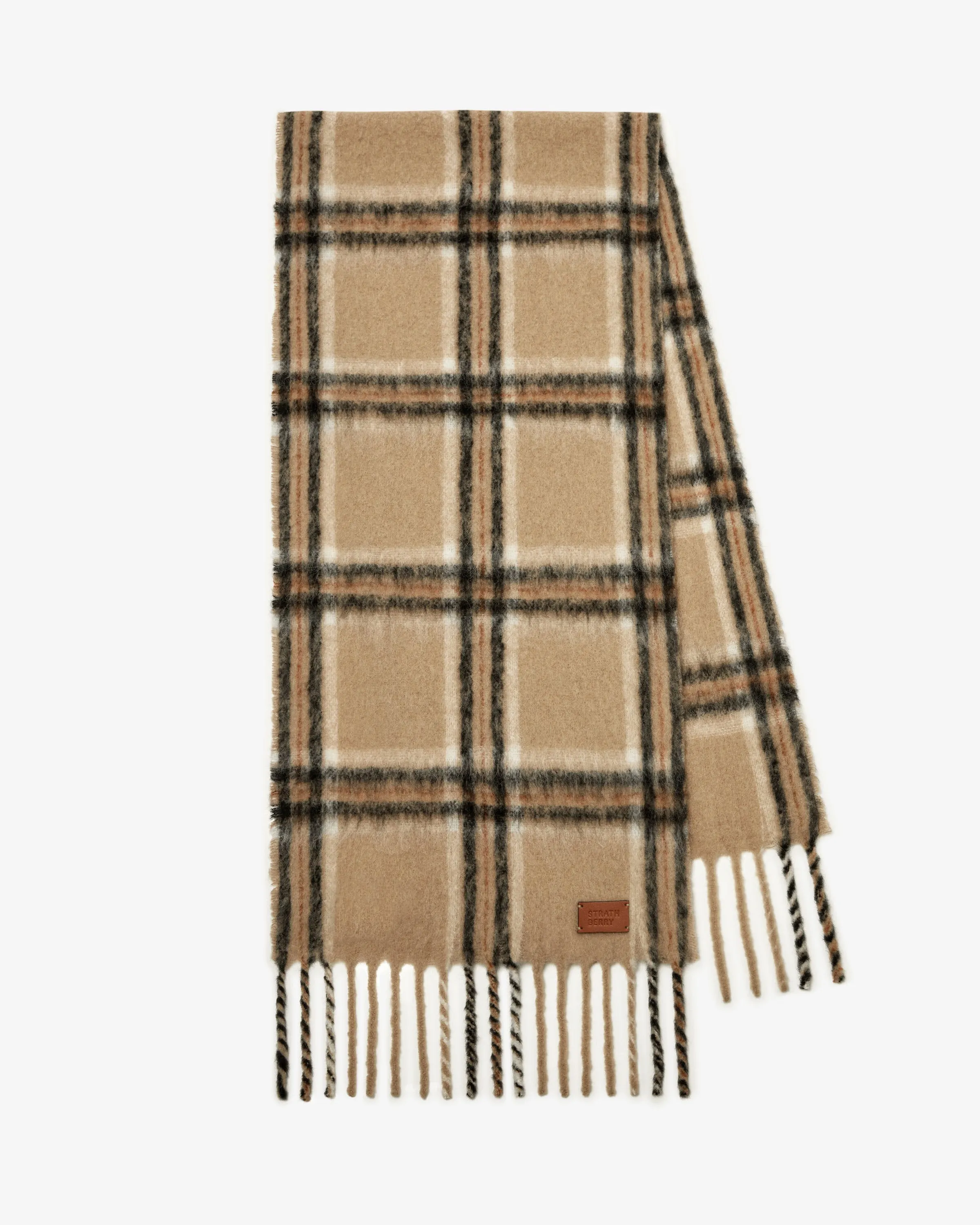 Eriskay Check Alpaca Blend Scarf - Camel/Black Tartan