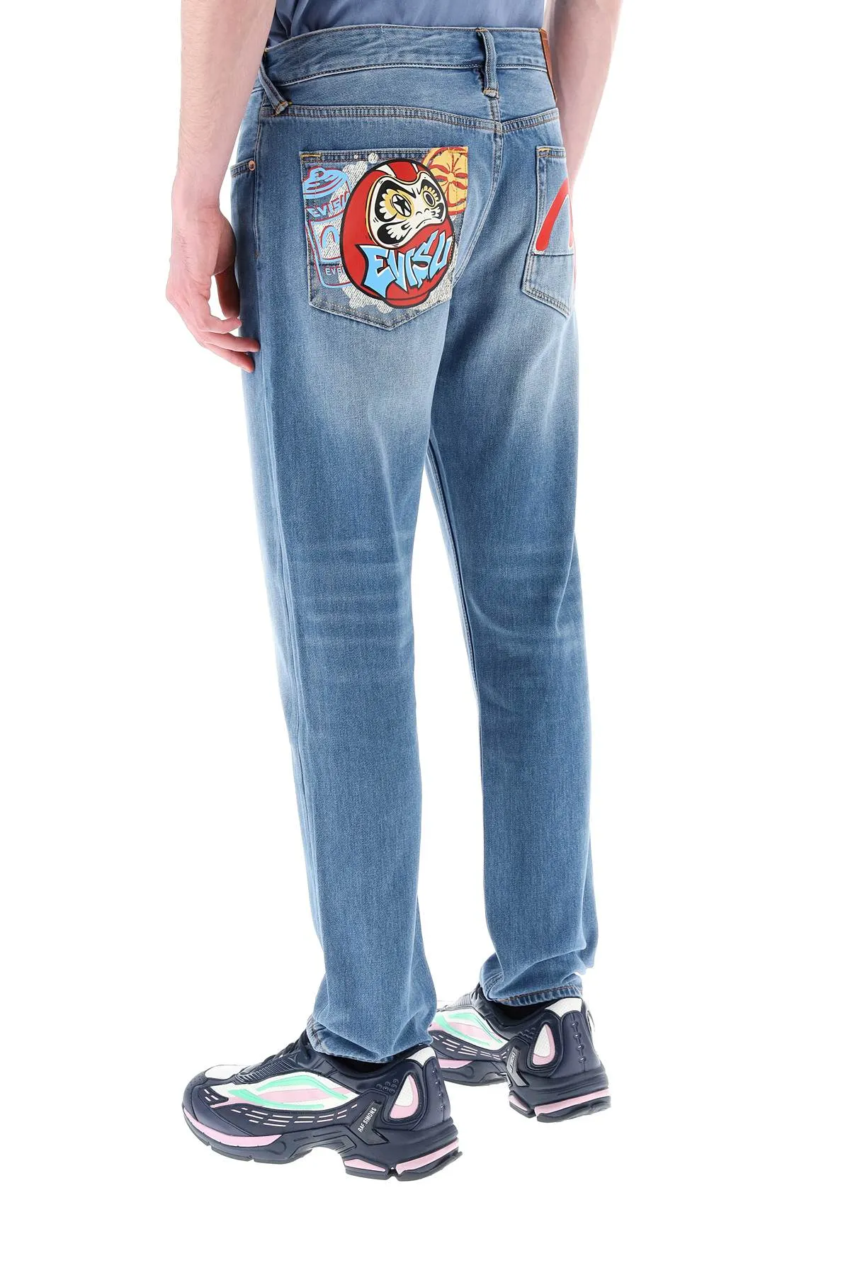 Evisu slim jeans with prints at back