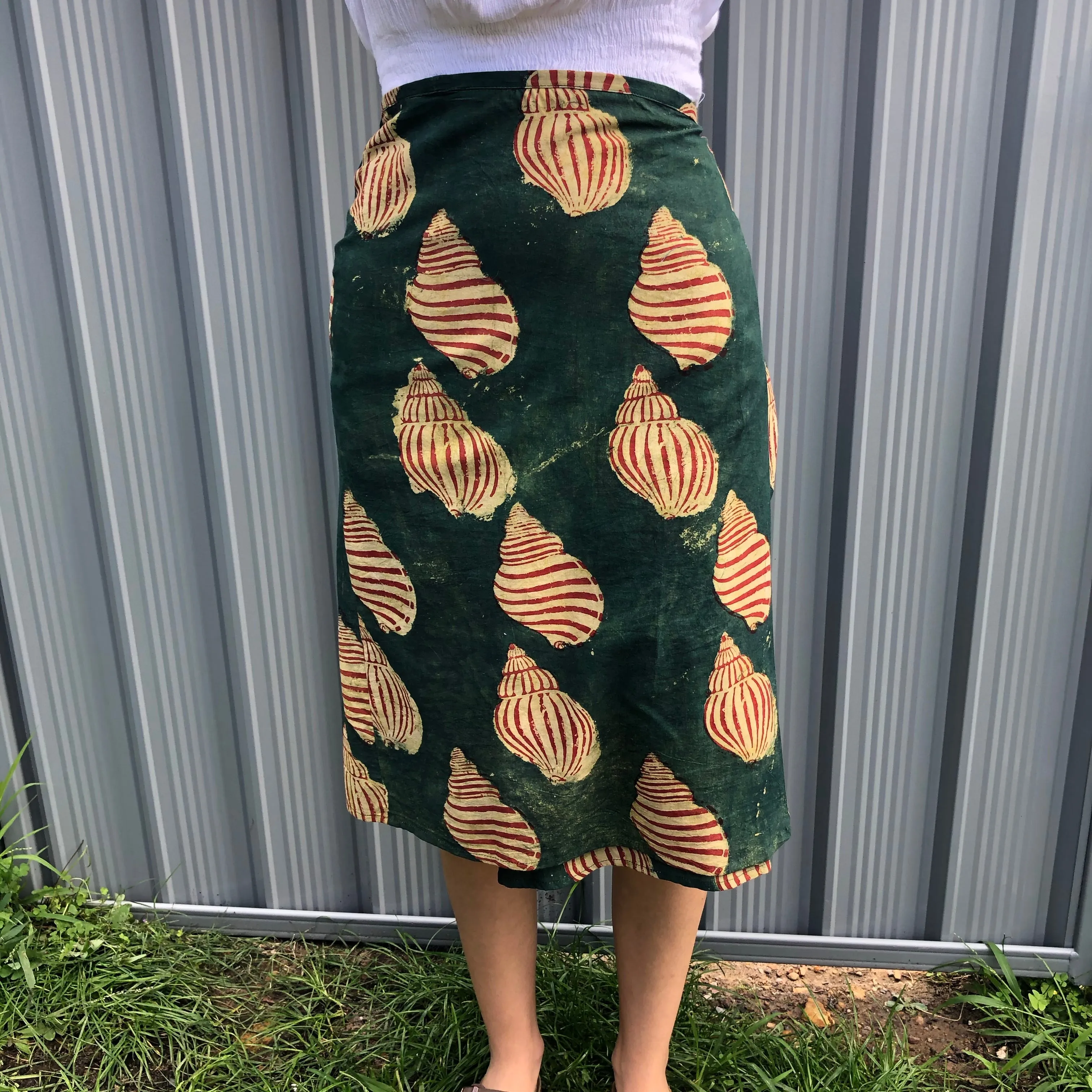 Fair Trade Ethical Cotton Mud Resistant Print Wrap Skirt Shell Design