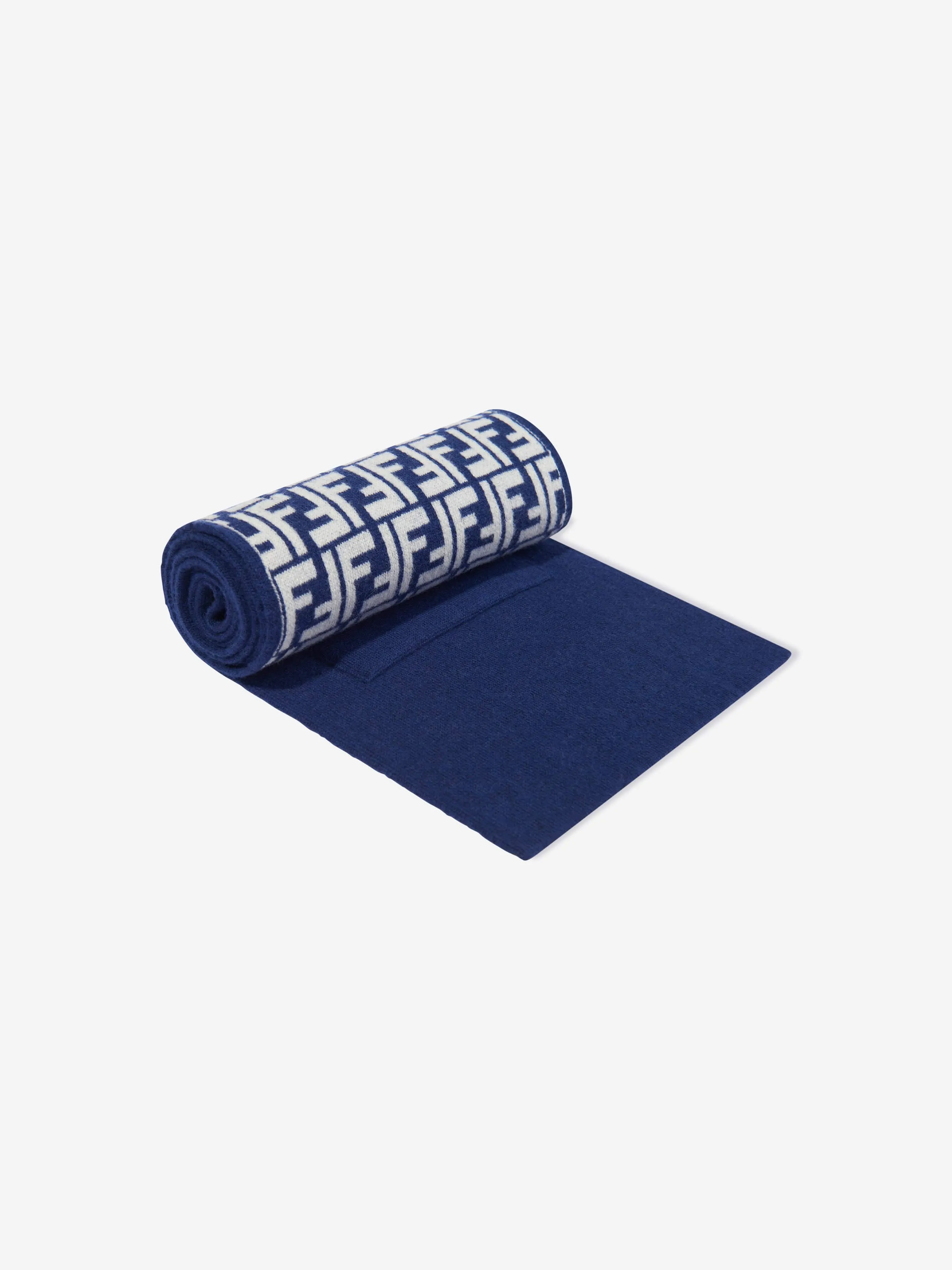 Fendi Kids Wool FF Reversible Scarf in Blue